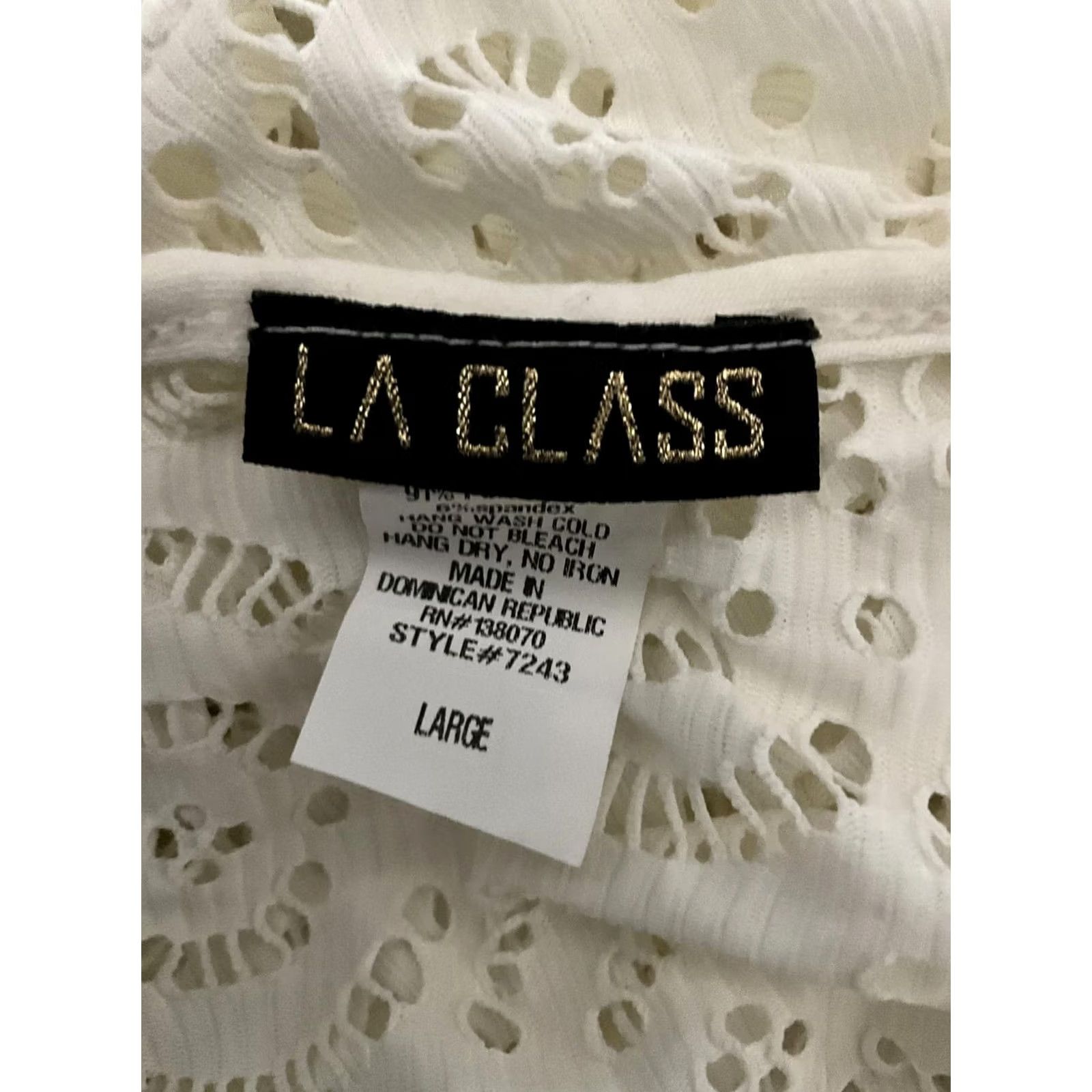 Vintage LA CLASS White Eyelet Lace Dress Sleeveless Large Women Size L / US 10 / IT 46 - 2 Thumbnail