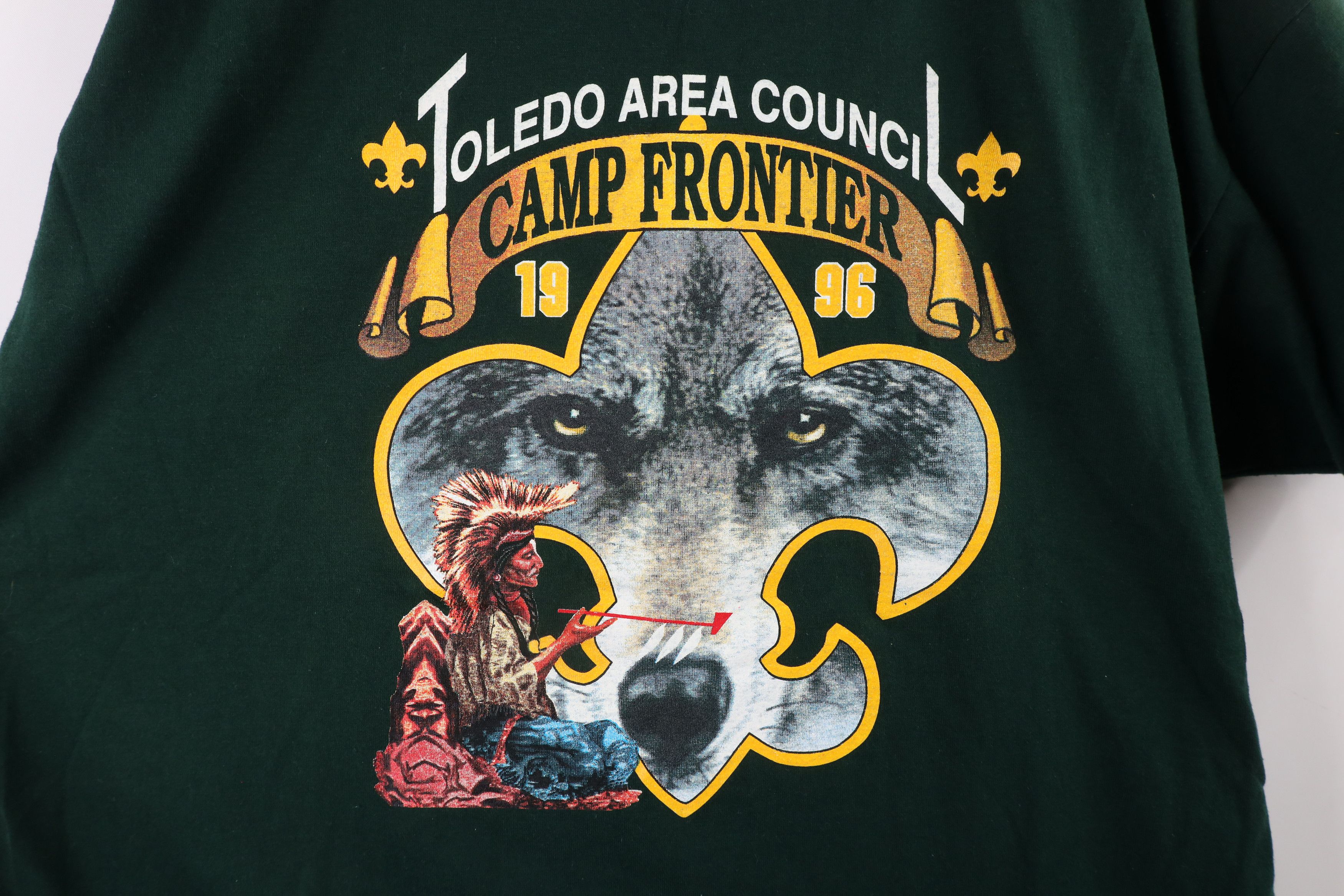 Vintage Vintage 90s Boy Scouts of America Camp Frontier T-Shirt Size US XL / EU 56 / 4 - 4 Thumbnail