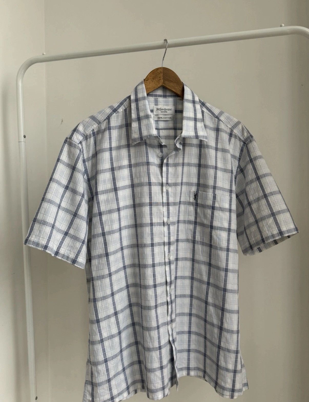Yves Saint Laurent YVES SAINT LAURENT VINTAGE YSL CHECK CLASSIC BUTTON UP SHIRT Size US XL / EU 56 / 4 - 4 Thumbnail