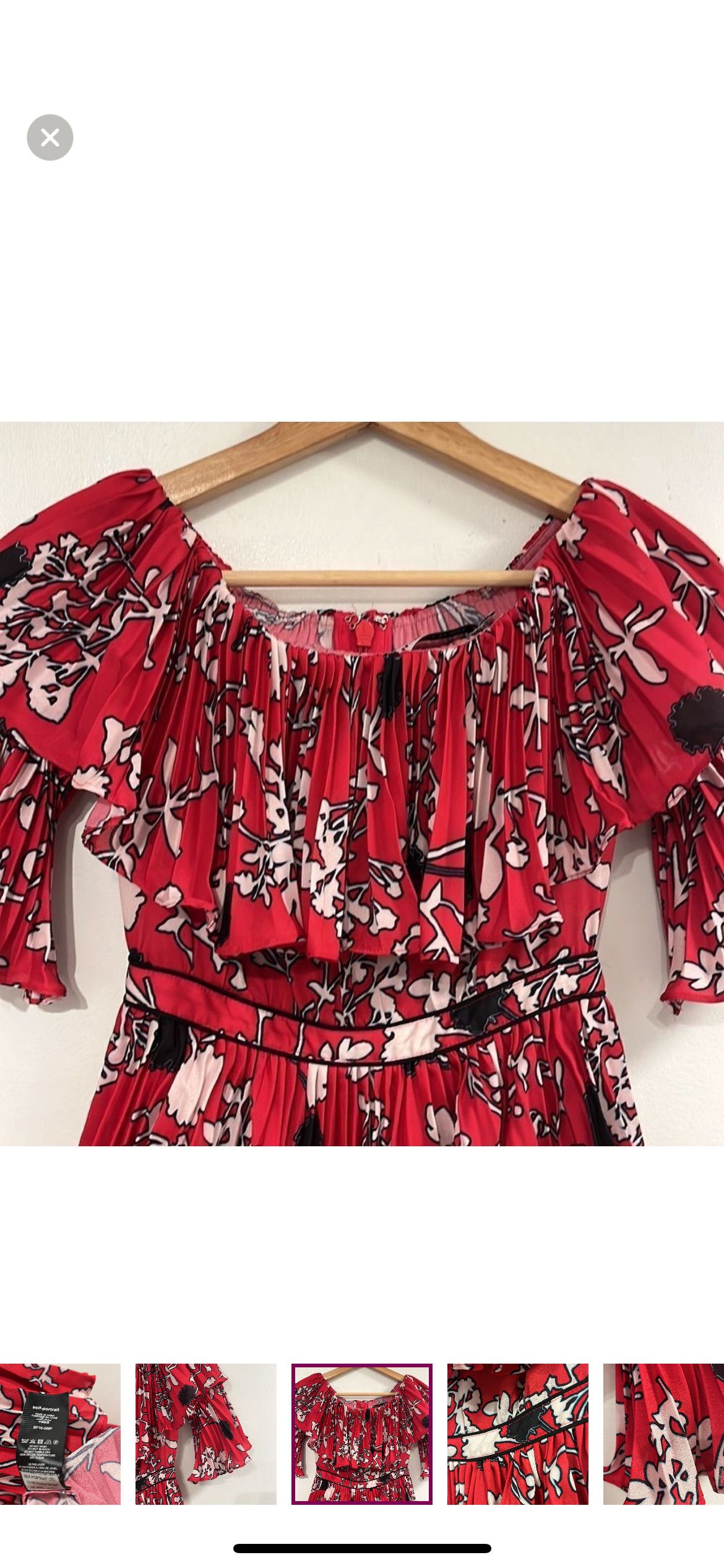 Self-Portrait Off shoulder pleated floral pattern mini dress Size XS / US 0-2 / IT 36-38 - 7 Thumbnail