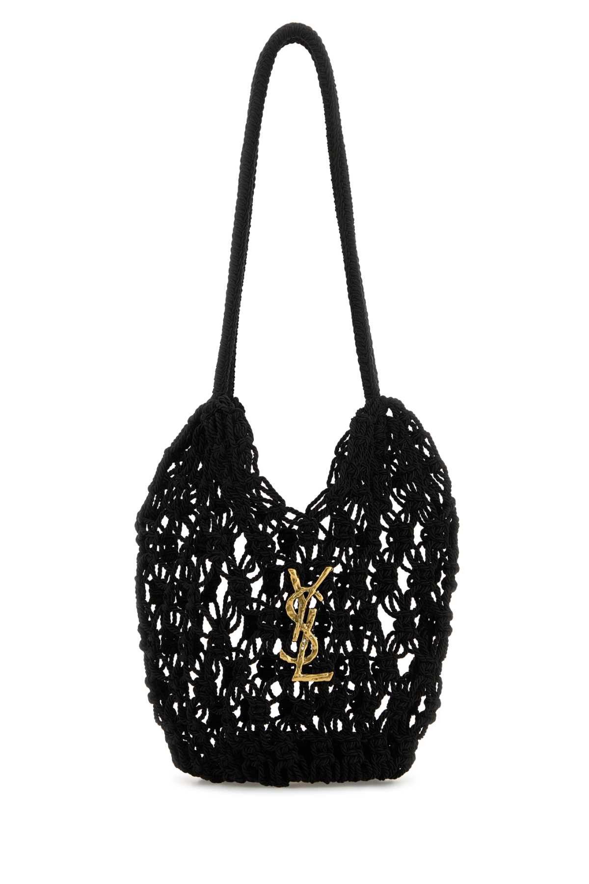 Saint Laurent Paris Black Crochet Bucket Bag Size ONE SIZE - 1 Thumbnail