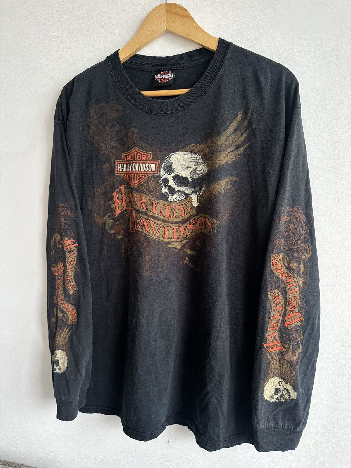 Harley Davidson Vintage Harley Davidson Skulls Long Sleeve Punk USA RARE Size US L / EU 52-54 / 3 - 2 Thumbnail