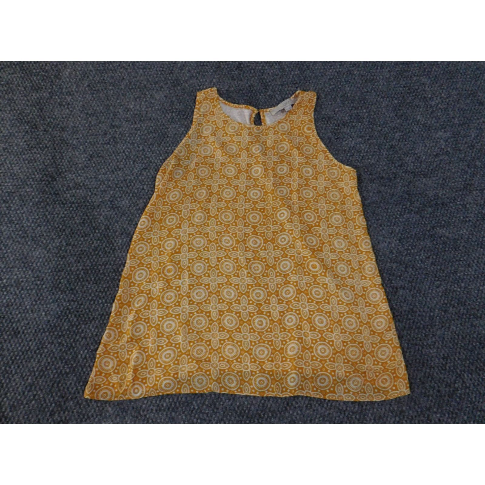 Loft LOFT Womens XS Yellow White Sleeveless Geometric Print Shift Dress Top Blouse Size XS / US 0-2 / IT 36-38 - 3 Thumbnail