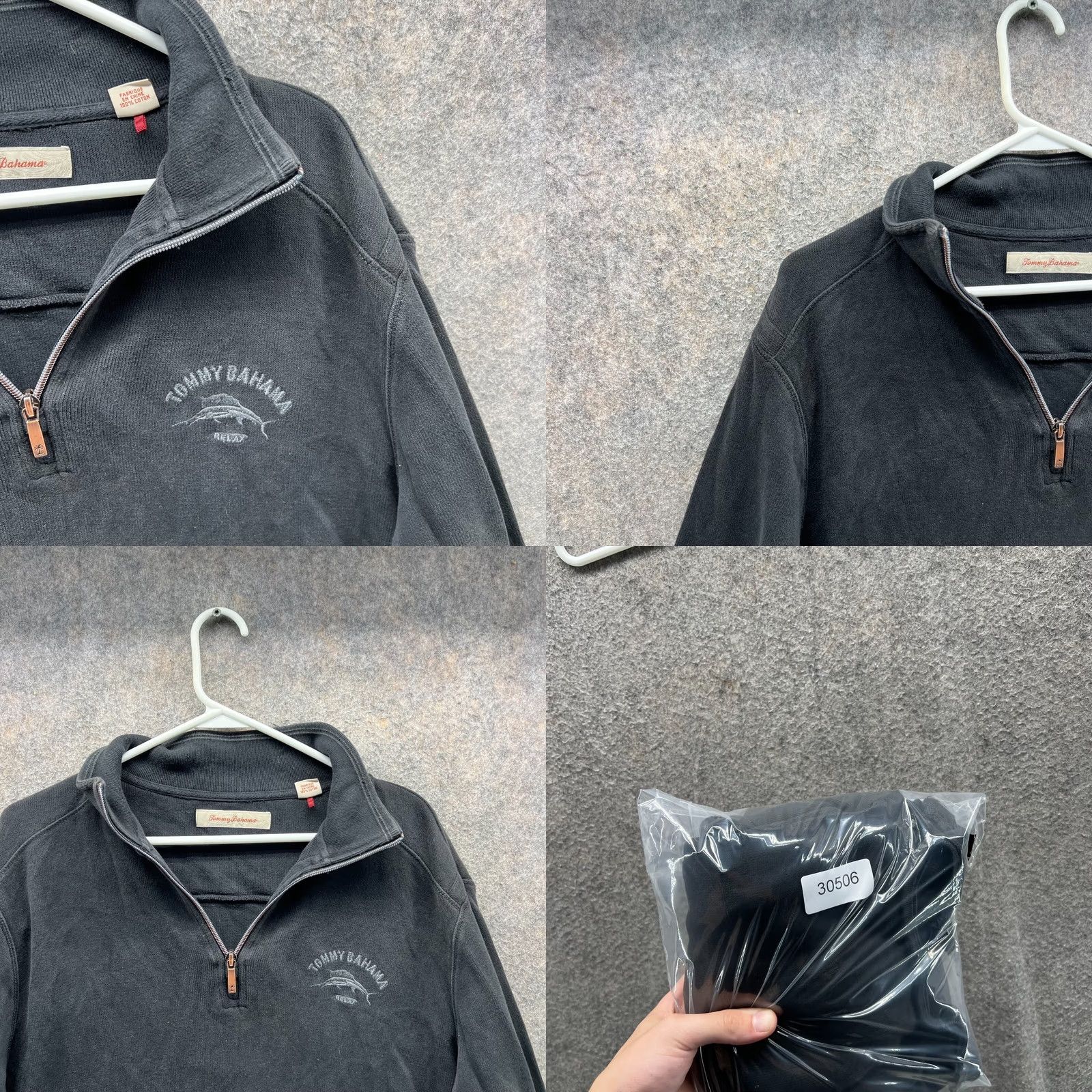 Tommy Bahama VINTAGE Tommy Bahama Sweater Mens L Black Quarter Zip Pullover Fleece Relax Size US L / EU 52-54 / 3 - 8 Thumbnail