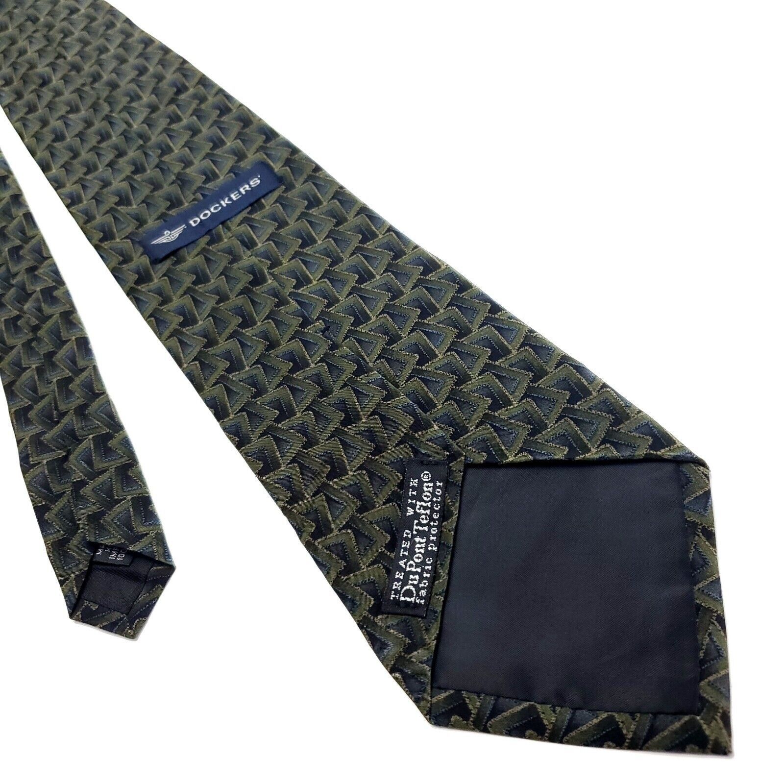 Dockers Dockers Green Silk Tie Woven Wide Geometric Size ONE SIZE - 3 Thumbnail