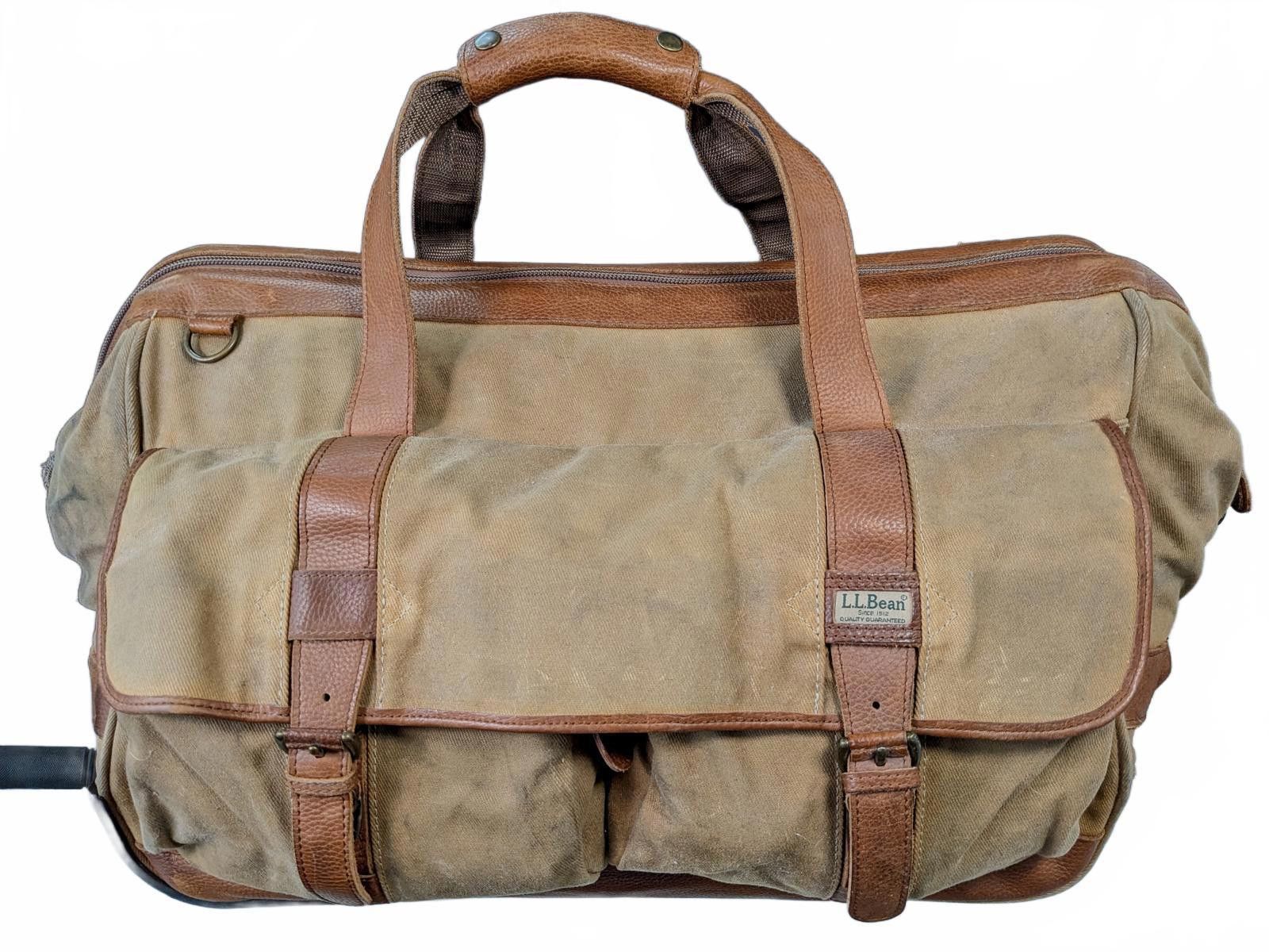L.L. Bean L.L.Bean Rolling Duffel Bag Brown Canvas 1990 Carry-on China Size ONE SIZE - 4 Thumbnail