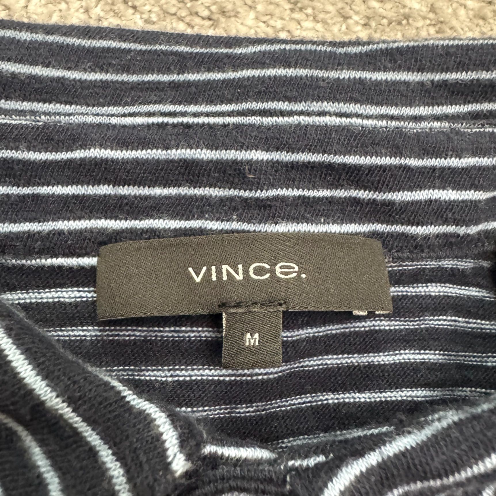 Vince Vince Polo Shirt Mens M Navy Blue Striped Short Sleeve Casual Preppy Sports 90s Mens Size US M / EU 48-50 / 2 - 5 Thumbnail