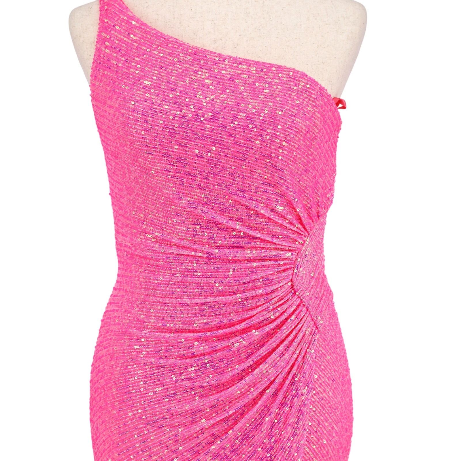 The Unbranded Brand La Femme Women Pink Sequin Open Back Long Prom Dress Size 8 Size M / US 6-8 / IT 42-44 - 3 Thumbnail
