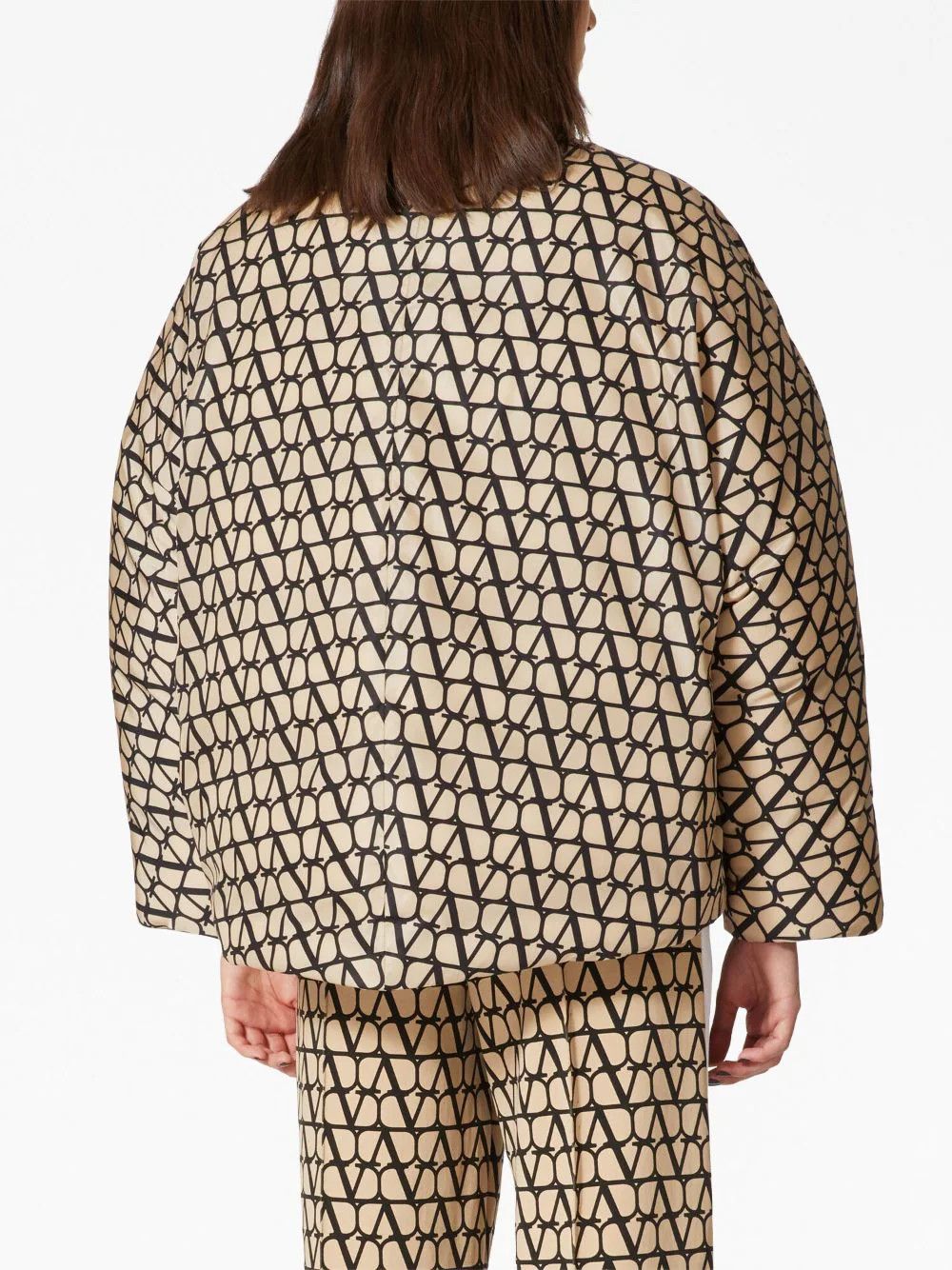 Valentino o1s22i1n0924 Oversized Puffer Jacket in Black & Beige Size S / US 4 / IT 40 - 4 Thumbnail