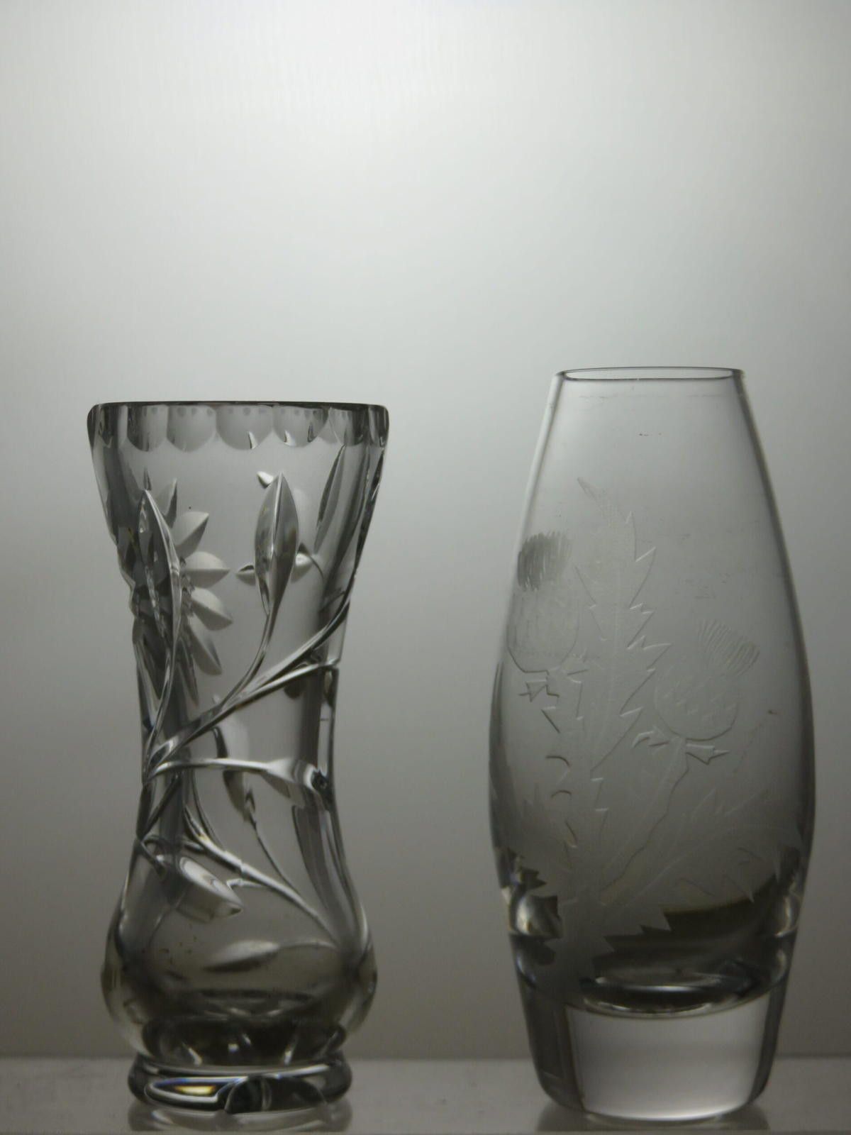 The Unbranded Brand Vintage Lead Crystal Cut Glass Set of 2 Vases 5" Size ONE SIZE - 3 Thumbnail