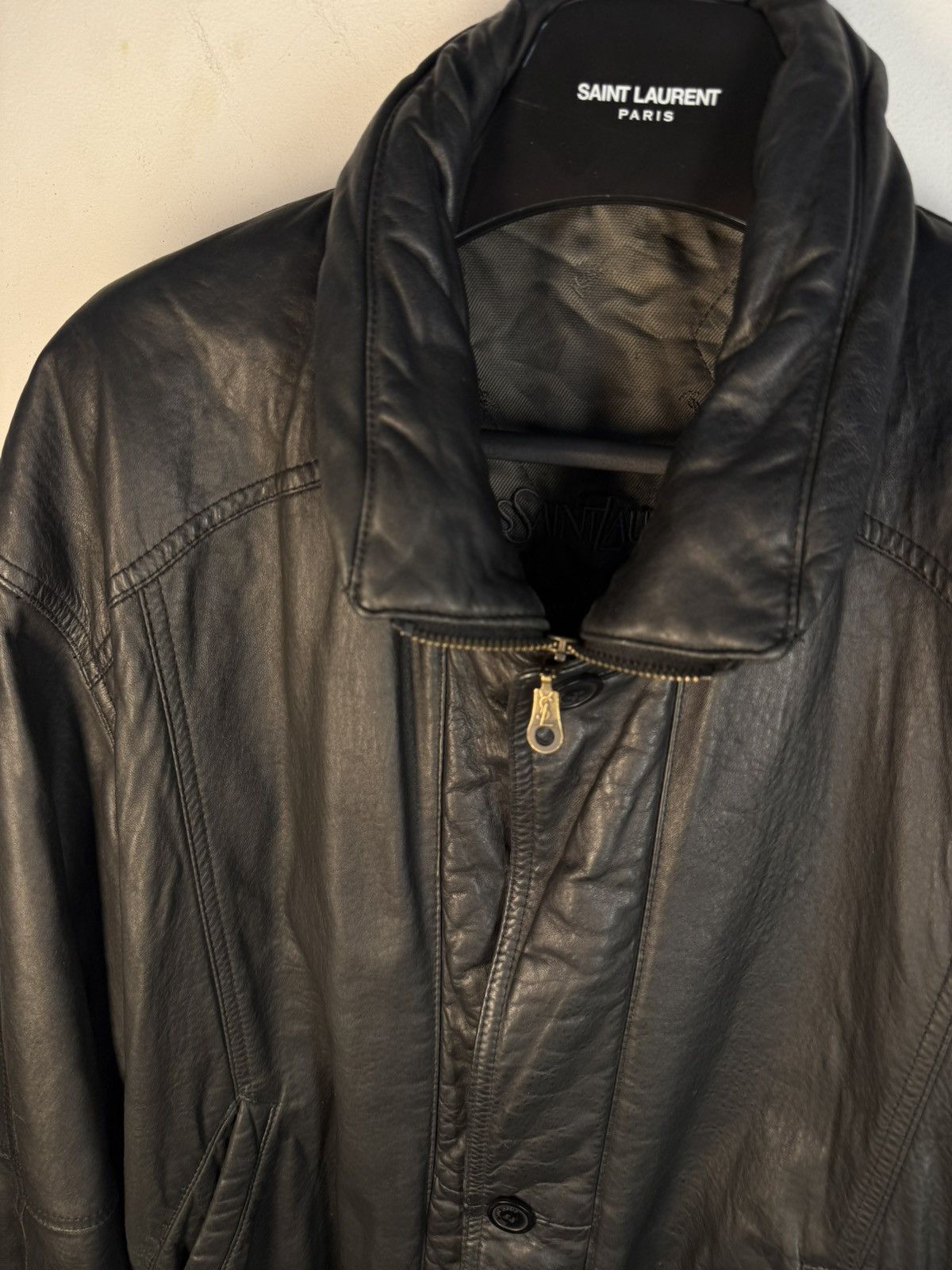 Yves Saint Laurent 90s YSL Leather Jacket Black Soft Vintage Rare Bomber Size US M / EU 48-50 / 2 - 11 Thumbnail
