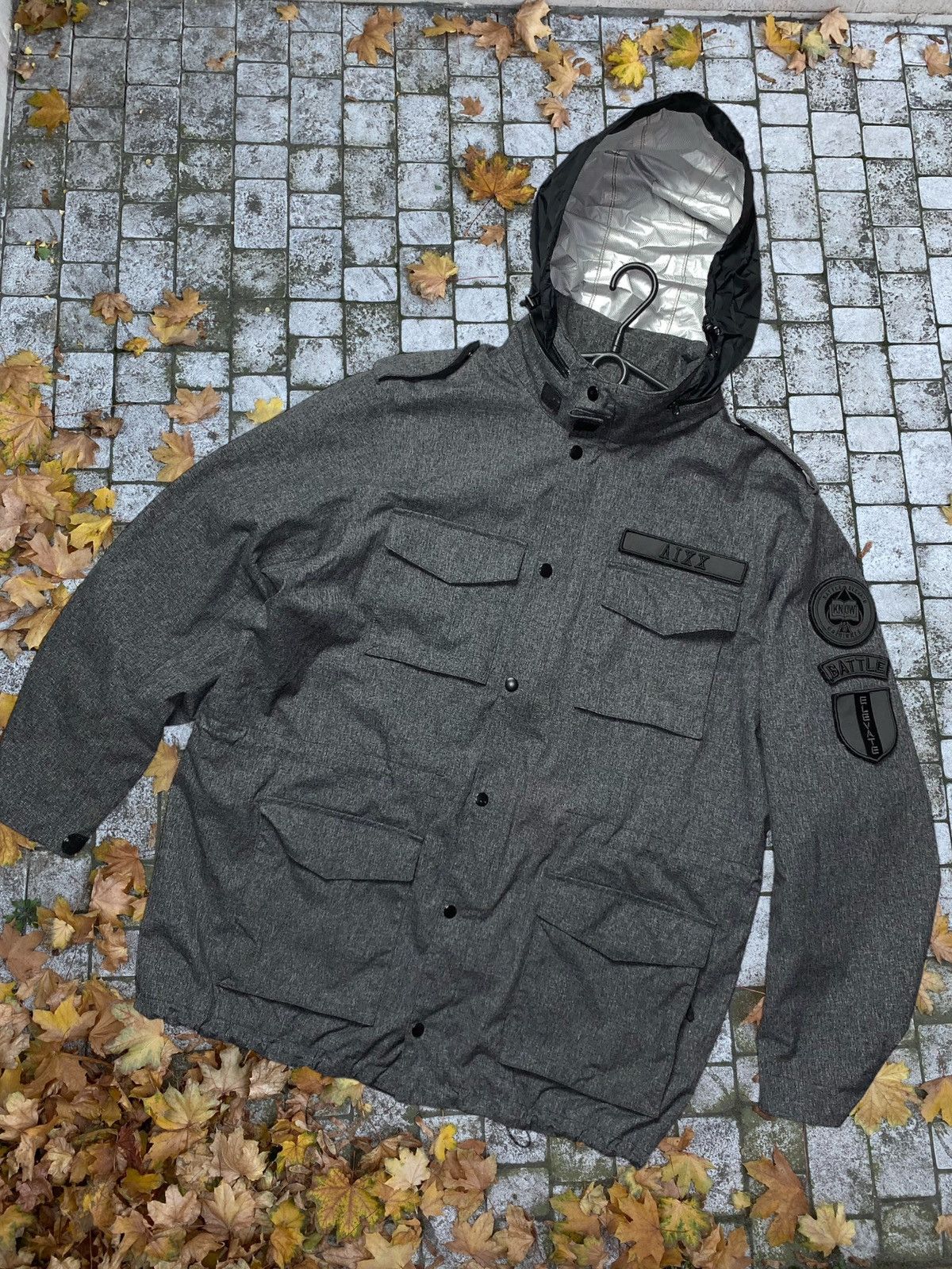 image of Nike Jacket Parka Logo Elevante Battle in Grey, Men's (Size 2XL)