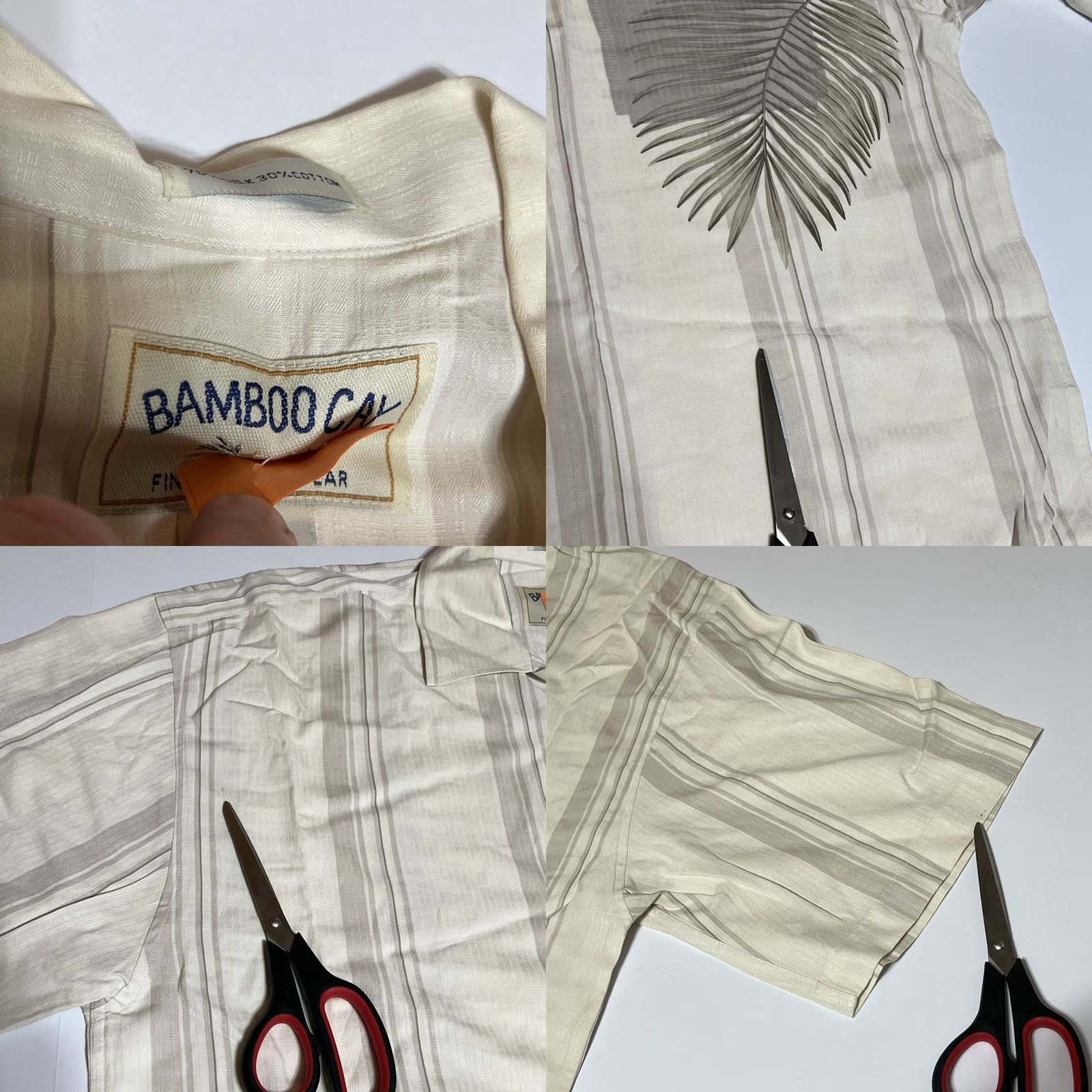Vintage Bamboo Cay Mens Shirt Large Beige Floral Hawaiian Aloha Camp Shirt Casual Short Sleeve Button-Up Cotton Silk Embroidered Tropical 70s? Size US L / EU 52-54 / 3 - 8 Thumbnail