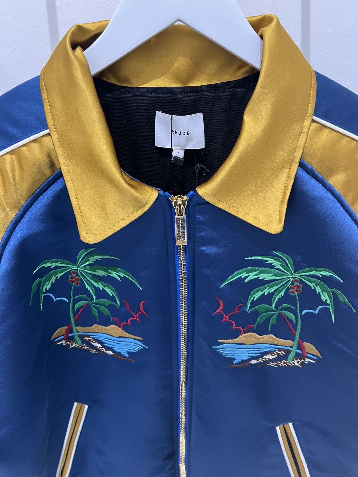 Rhude RHUDE PALM EAGLES SOUVENIER JACKET NAVY&MUSTARD YELLOW SizeL Size US L / EU 52-54 / 3 - 6 Thumbnail