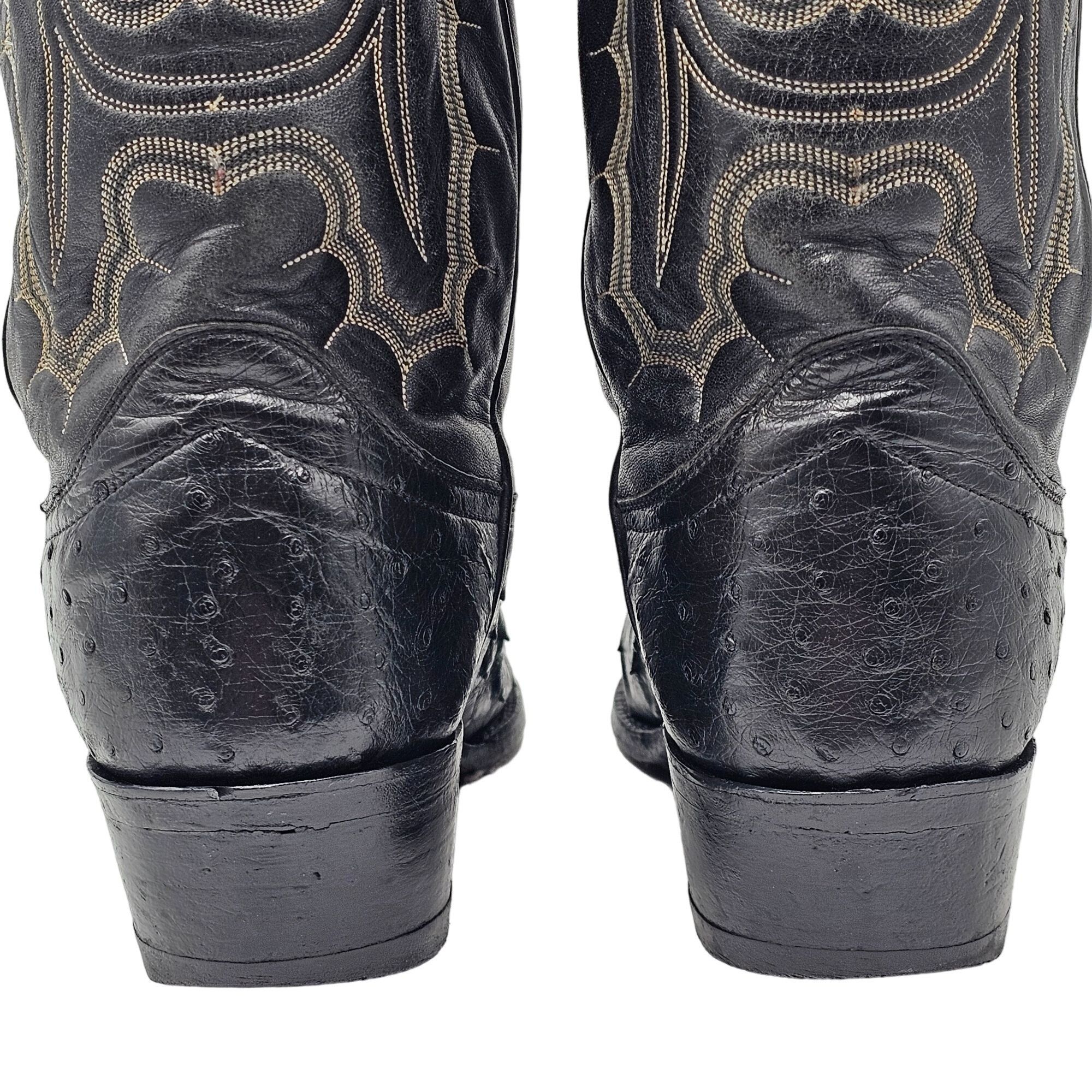 Other Vintage Honcho Boots Exotic Full Quill Ostrich Black Cowboy Size US 10 / EU 43 - 9 Thumbnail