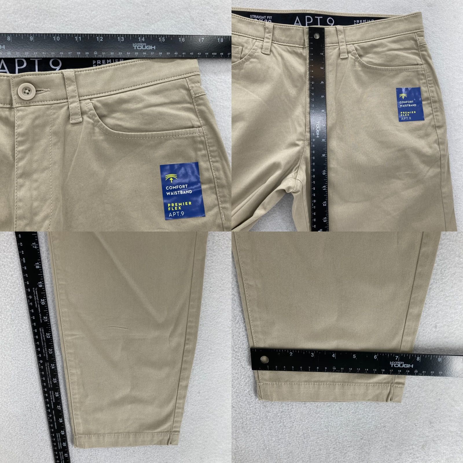 Apt. 9 Apt. 9 Premier Flex Chino Pants Mens 33x30 Straight Beige 5-Pocket Preppy Size US 33 - 8 Thumbnail