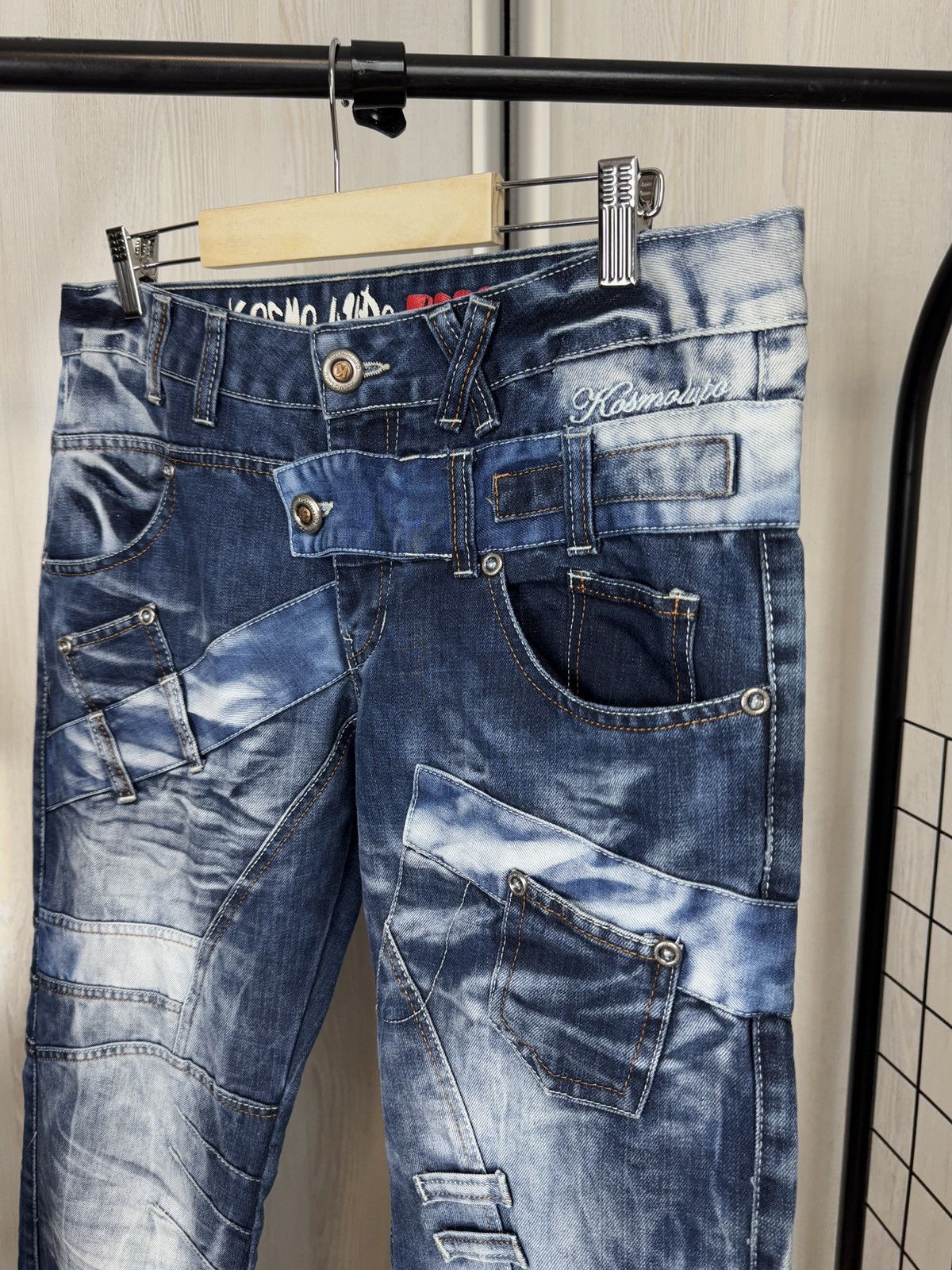 Japanese Brand Kosmo Lupo avant garde blue faded multipocket jeans denim Size US 33 - 4 Thumbnail