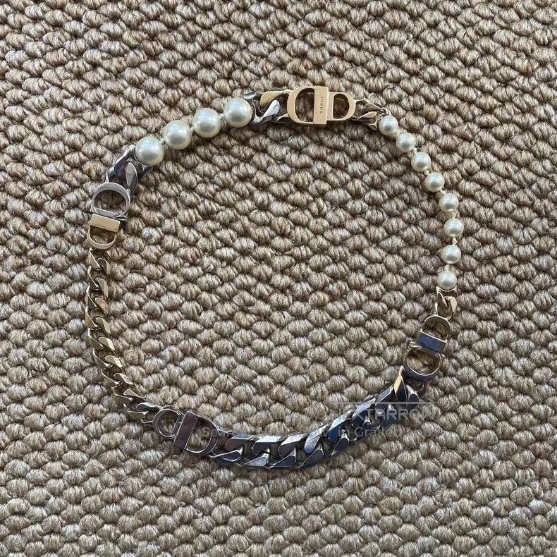 Dior Dior Metal Pearl Logo Necklace Size ONE SIZE - 1 Thumbnail