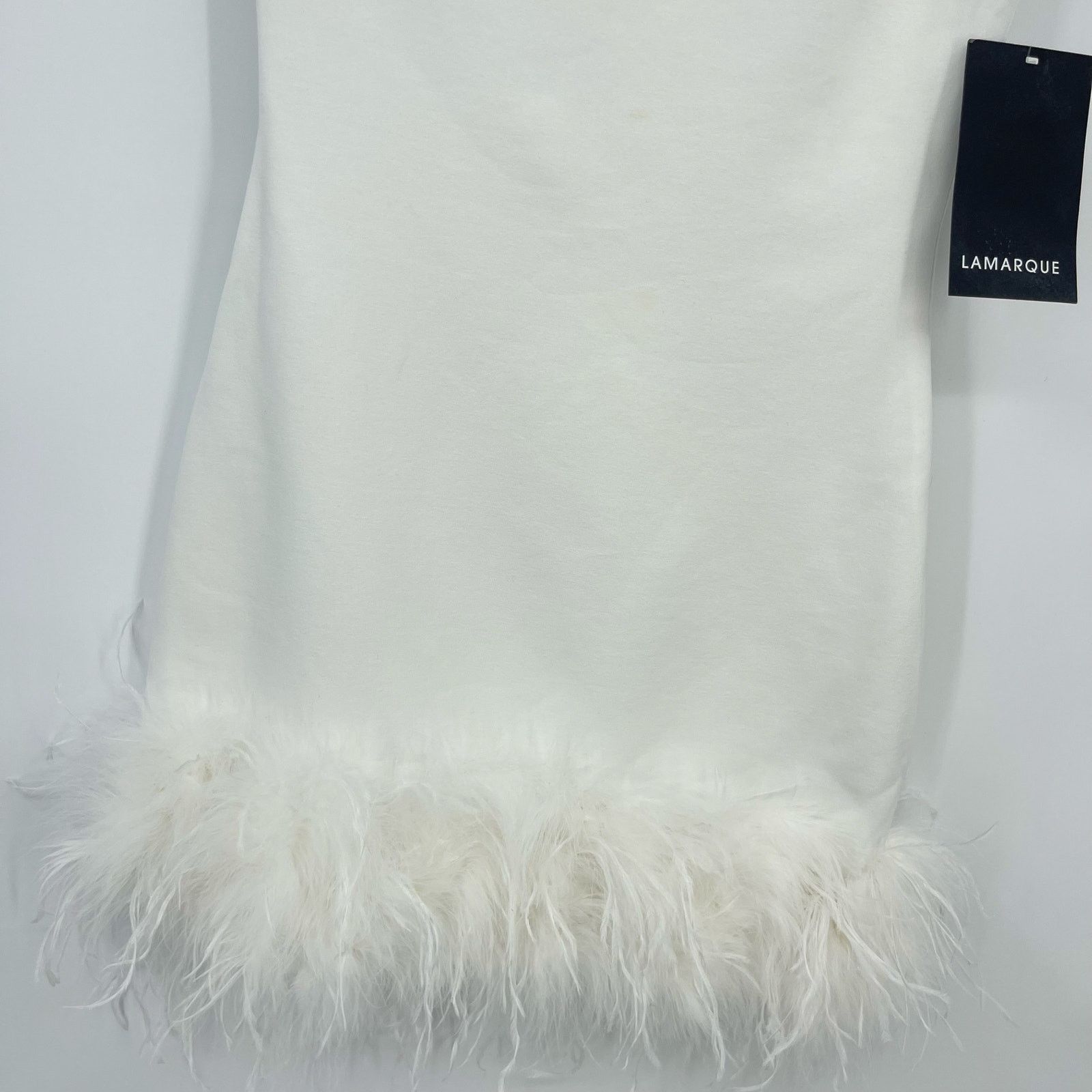 LAMARQUE LAMARQUE | Tafia Feather Trimmed One Shoulder Mini Dress Size XXS / US 00 / IT 34 - 7 Thumbnail