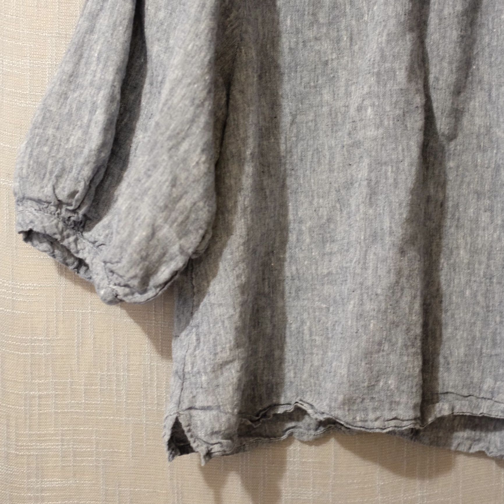 Vintage Chico's Linen Blouse Blue/White Button Up Elbow Sleeve Women's 3 US 16 #H87-17 Blouse Size XS / US 0-2 / IT 36-38 - 7 Thumbnail
