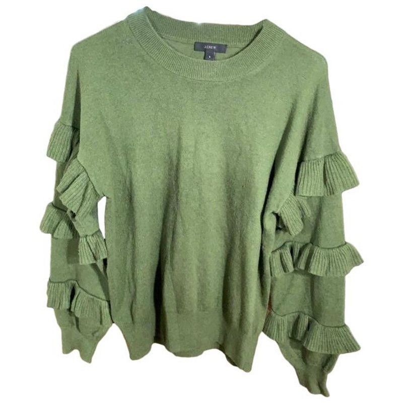 J.Crew J. Crew green wool blend Ruffle Sleeve sweater size S Size S / US 4 / IT 40 - 1 Thumbnail