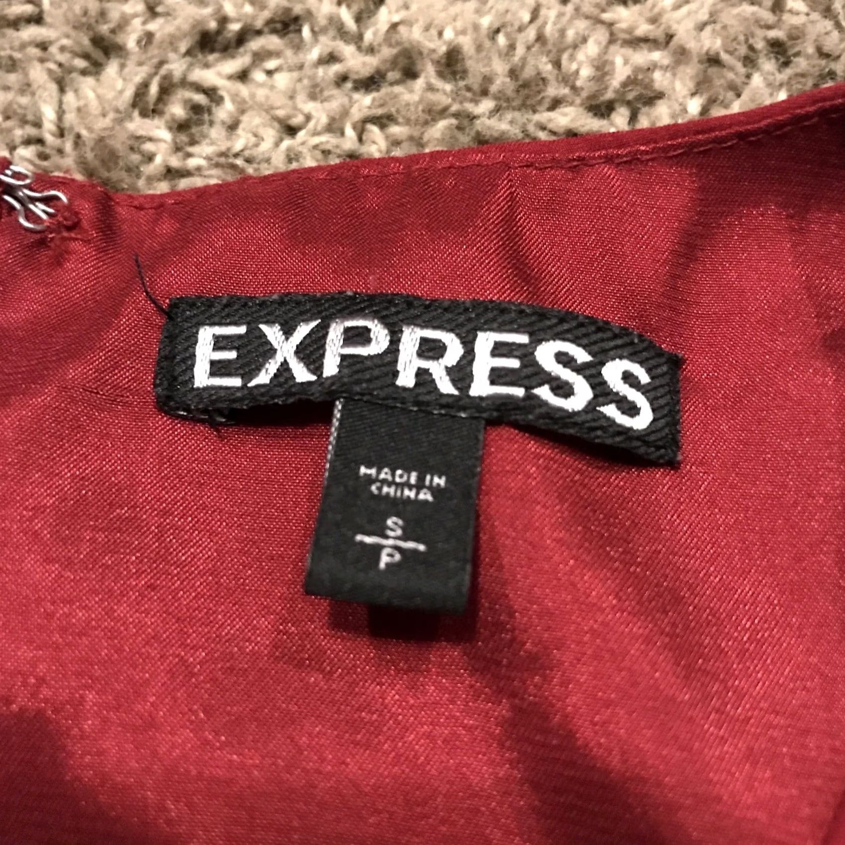 Express Express Blouse Shirt Womens S Red Polyester Blend Lined Zipper Round Neck Sleeveless Regular Basic Size S / US 4 / IT 40 - 2 Thumbnail