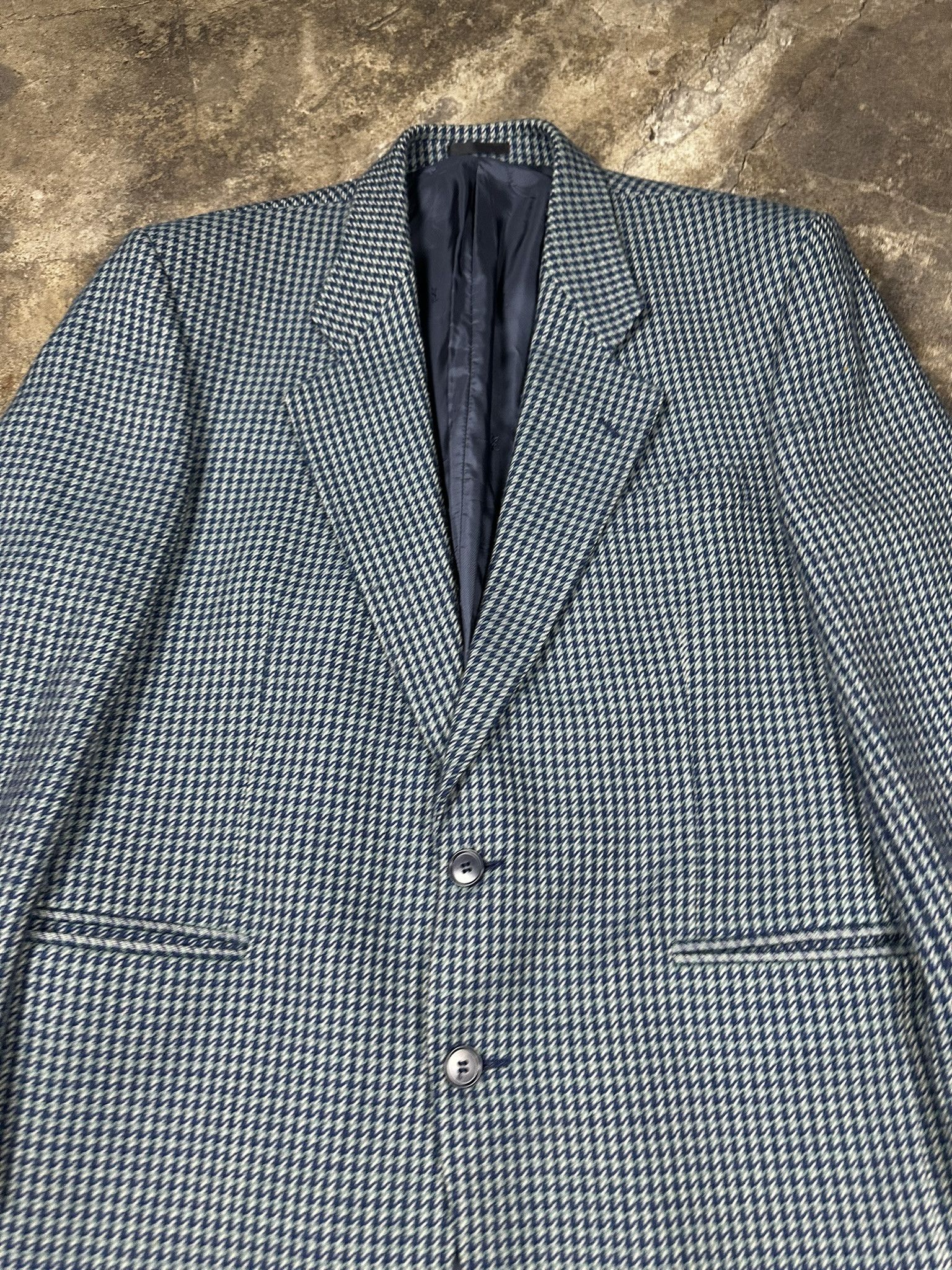 Yves Saint Laurent 80s Yves Saint Laurent Wool Houndstooth Blazer Size 50S - 2 Thumbnail