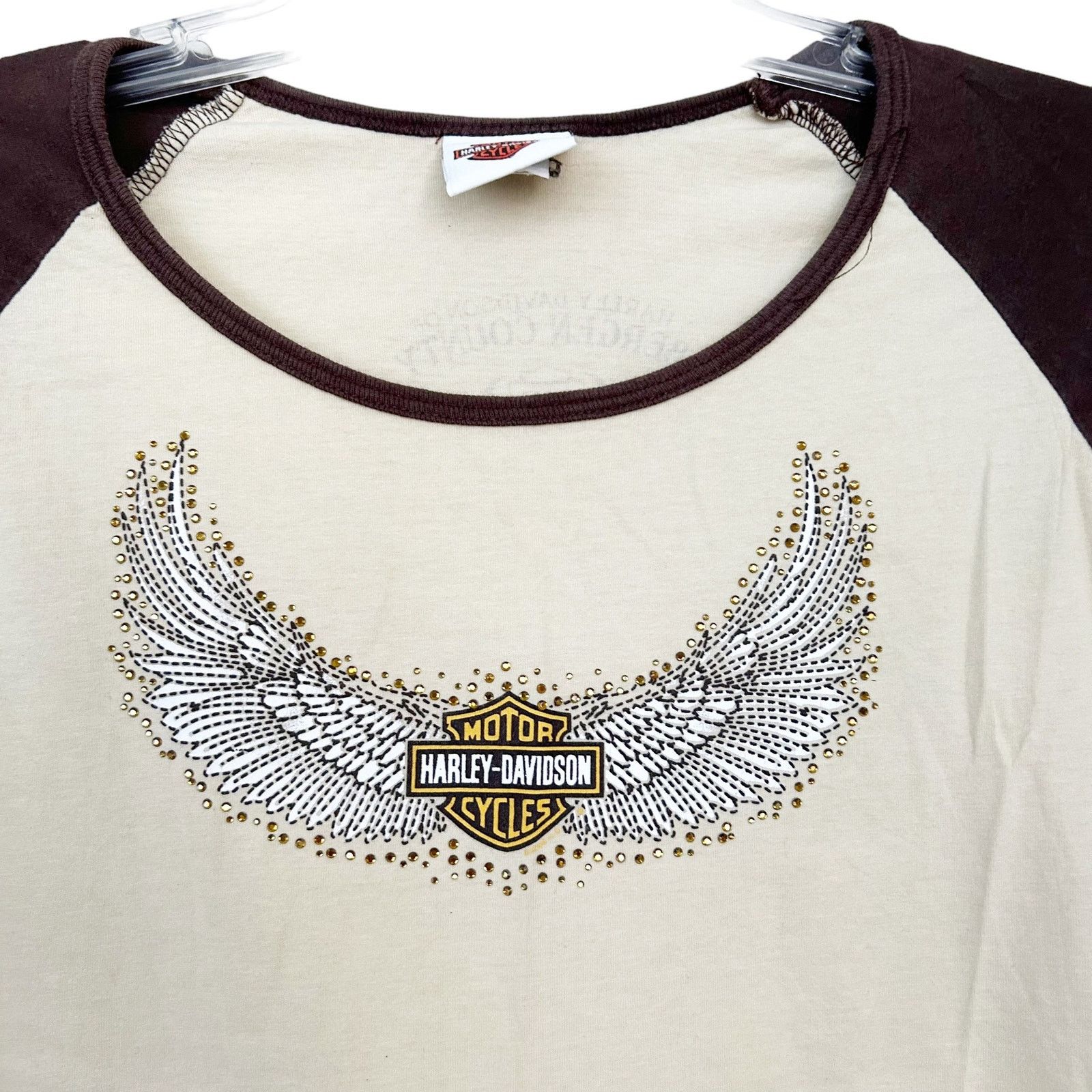 Harley Davidson Harley Davidson Tan Brown Baseball Tee Shirt Sz L Size L / US 10 / IT 46 - 4 Thumbnail