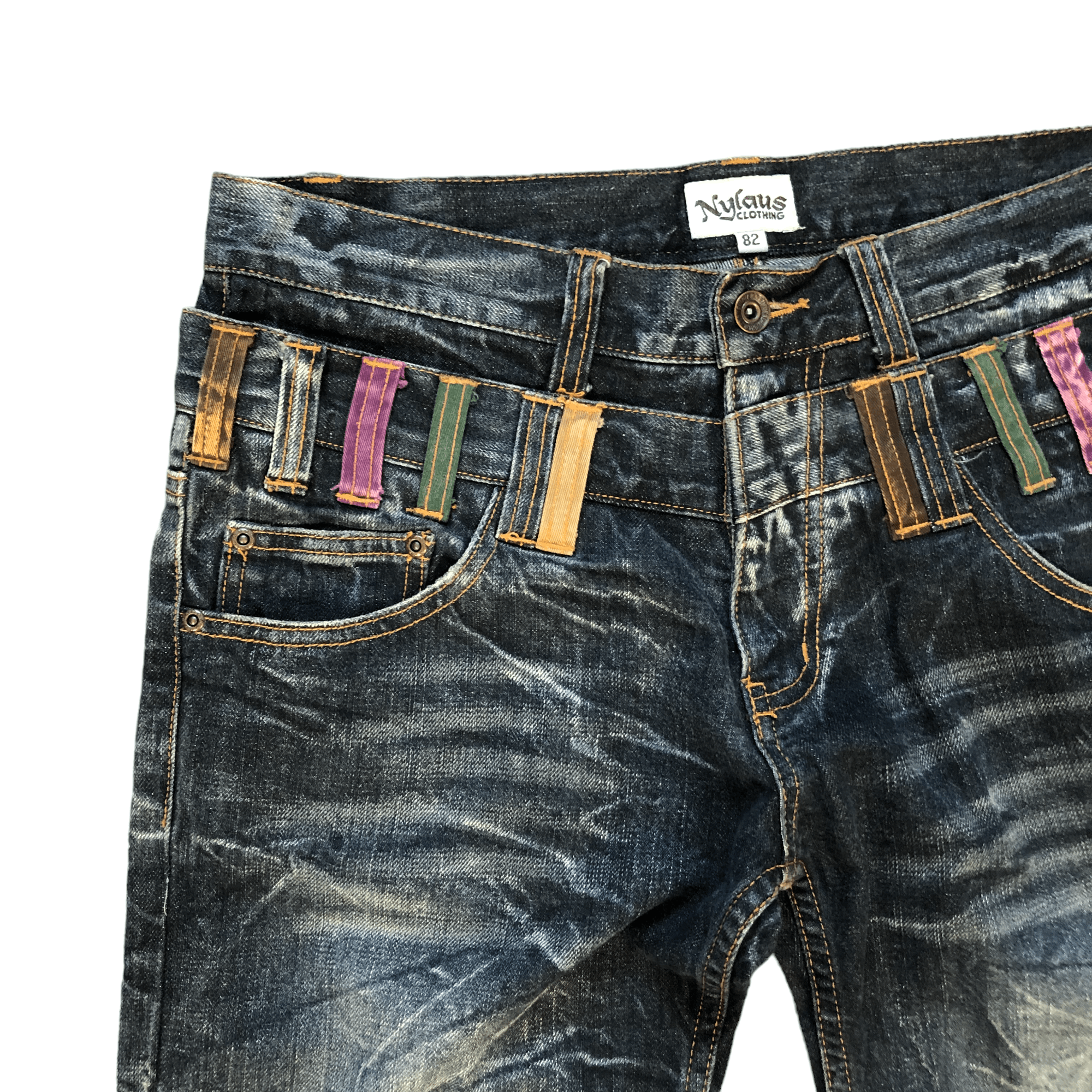 Japanese Brand NYLOUS LIMITED EDITION DOUBLE WAIST DENIM PANTS #5977-216 Size US 32 / EU 48 - 3 Thumbnail