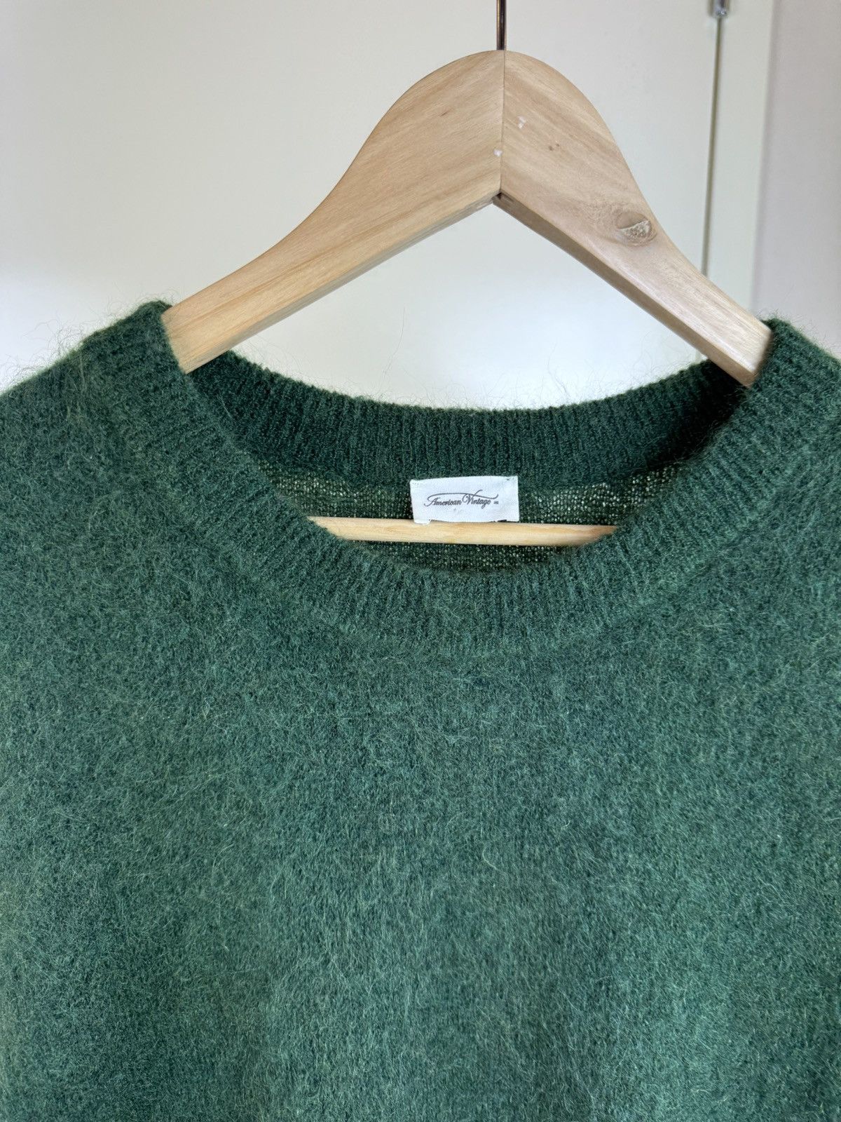 Sezane American vintage mohair wool green fluffy maxi dress sweater Size L / US 10 / IT 46 - 13 Thumbnail