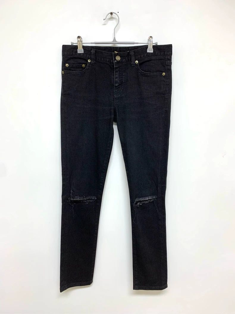 Saint Laurent Black Ripped Jeans 2504-Nextarrow