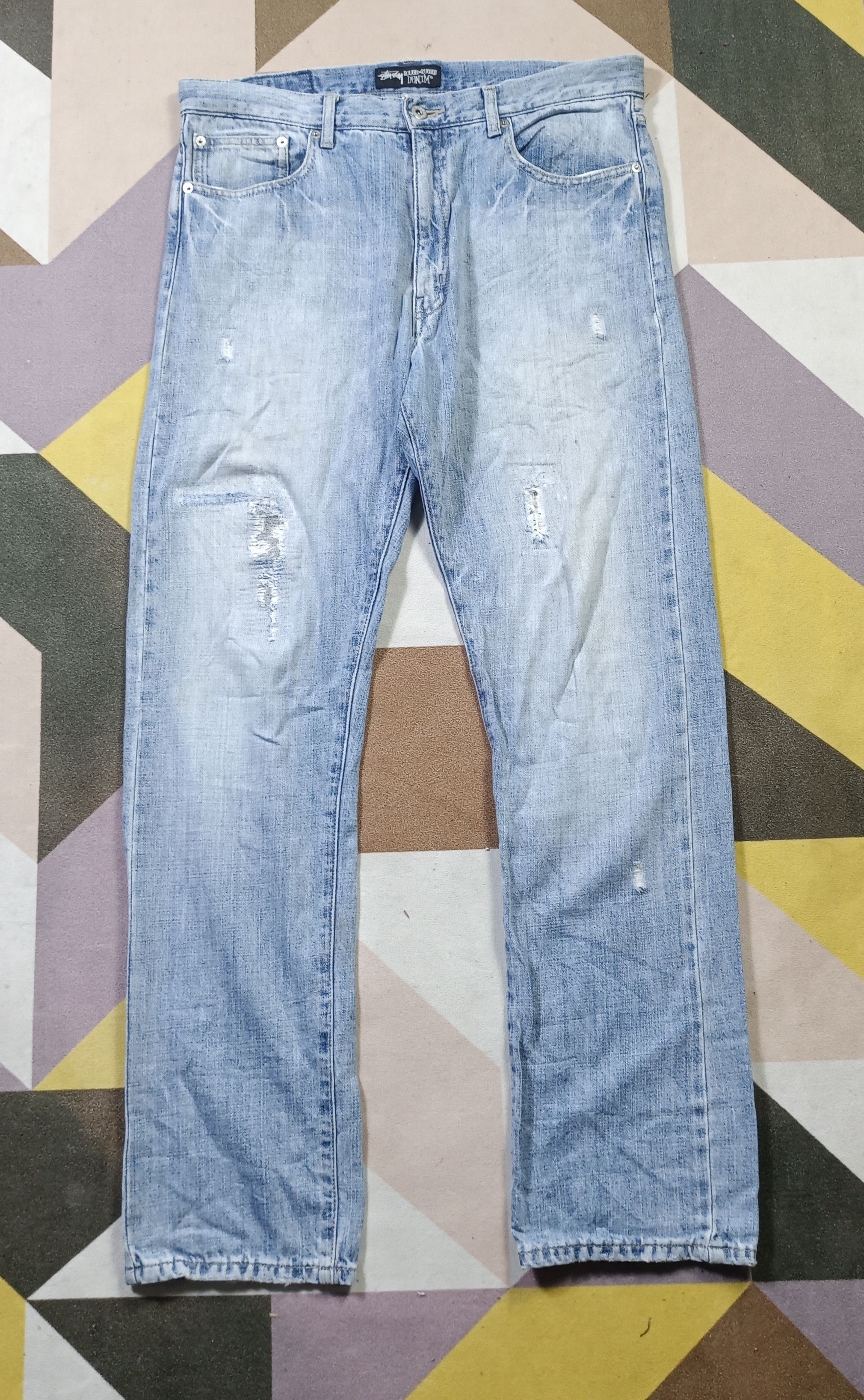 パンツ 00s OLD STUSSY rough and rugged denim Stussy Vintage 00s💥 Stussy Rough & Rugged Distressed Denim
