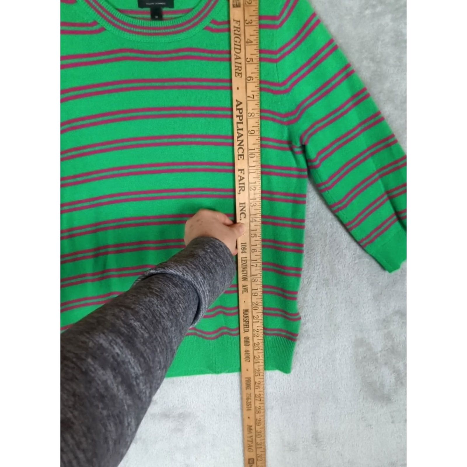 J.Crew J.CREW Italian Cashmere sweater M Multicolor Striped 3/4 Sleeve Round Neck Women Pullover, Casual, Regular Fit Size M / US 6-8 / IT 42-44 - 7 Thumbnail