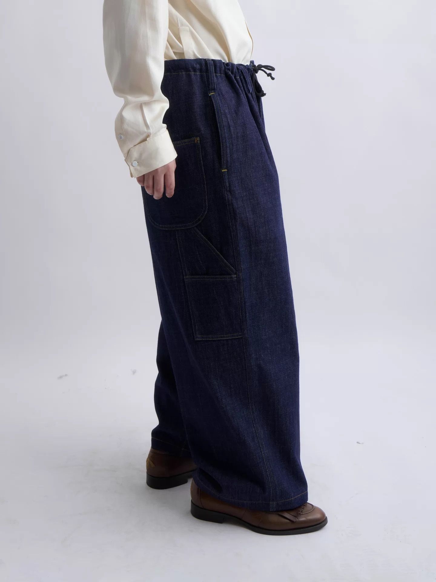 Yohji Yamamoto Yohji Yamamoto Y’s for men Drawstring Denim Baggy Work Size US 34 / EU 50 - 2 Thumbnail