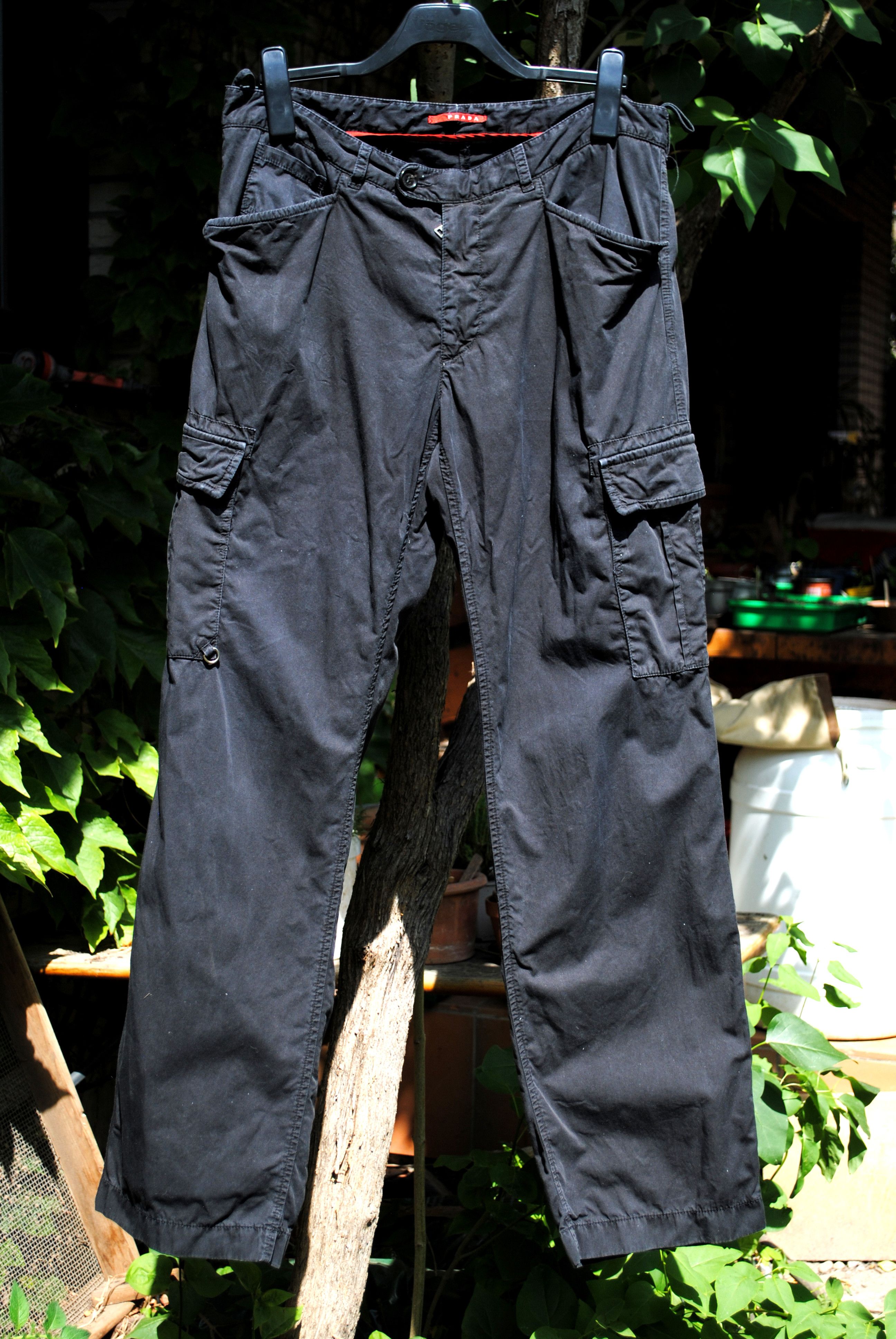 image of Prada Vintage 2006 Linea Rossa Black Cargo Pants, Men's (Size 36)