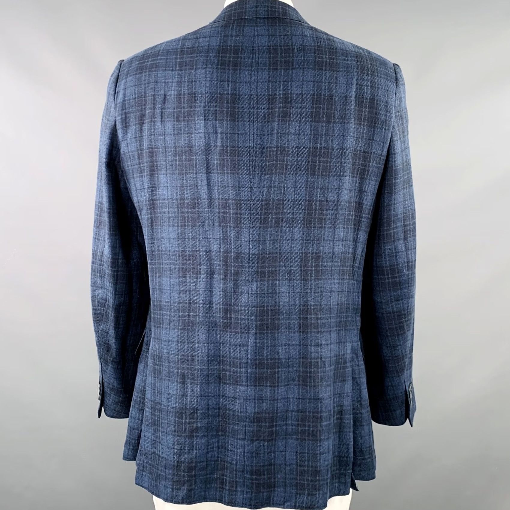 Ermenegildo Zegna ERMENEGILDO ZEGNA Sport Coat Blue Navy Plaid Notch Lapel Size 48 Regular Mens Size US M / EU 48-50 / 2 - 4 Thumbnail