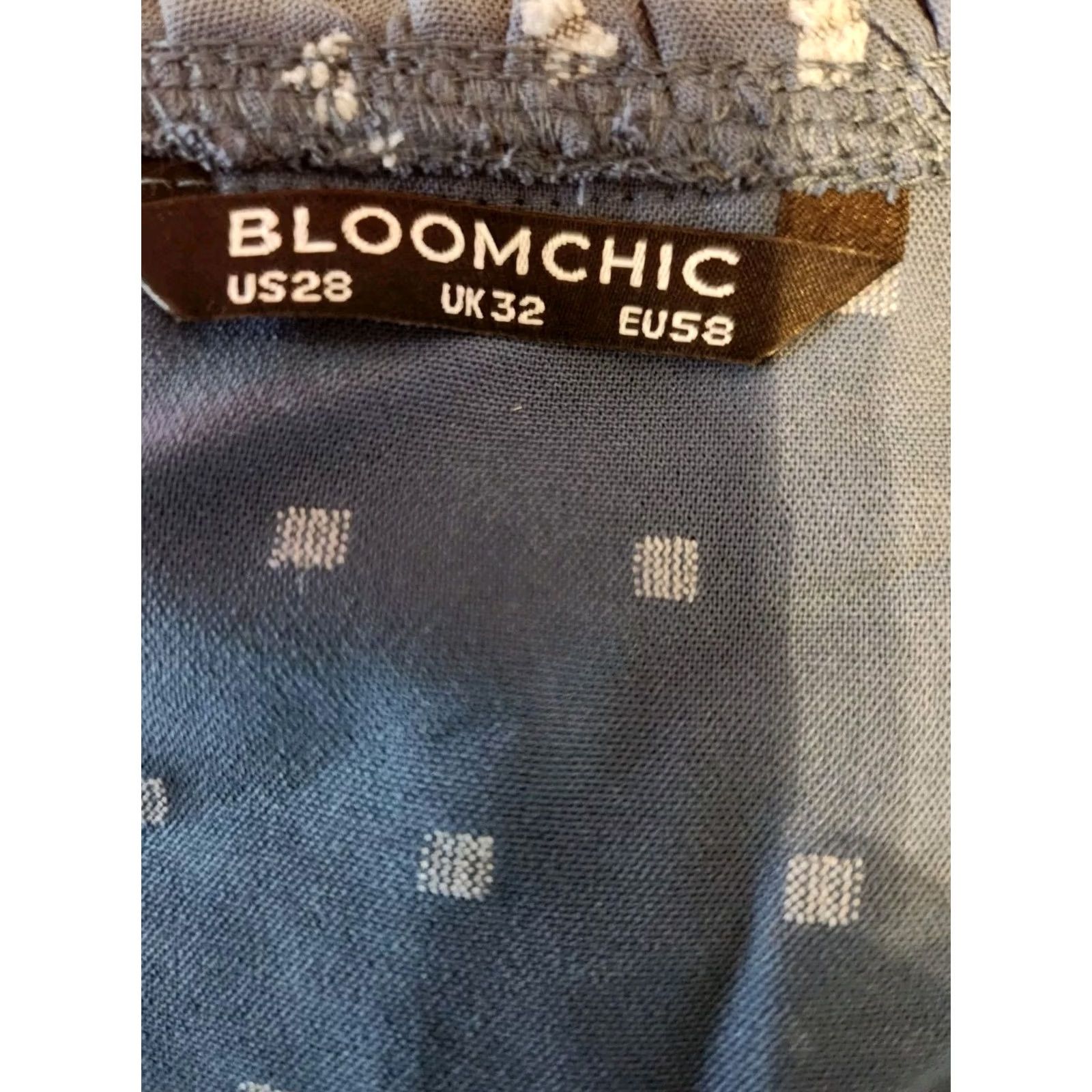 Vintage Bloomchic Blue Swiss Dot Lace Trim Tunic Top Size 28 Women Size 4XL / US 24-26 - 6 Thumbnail