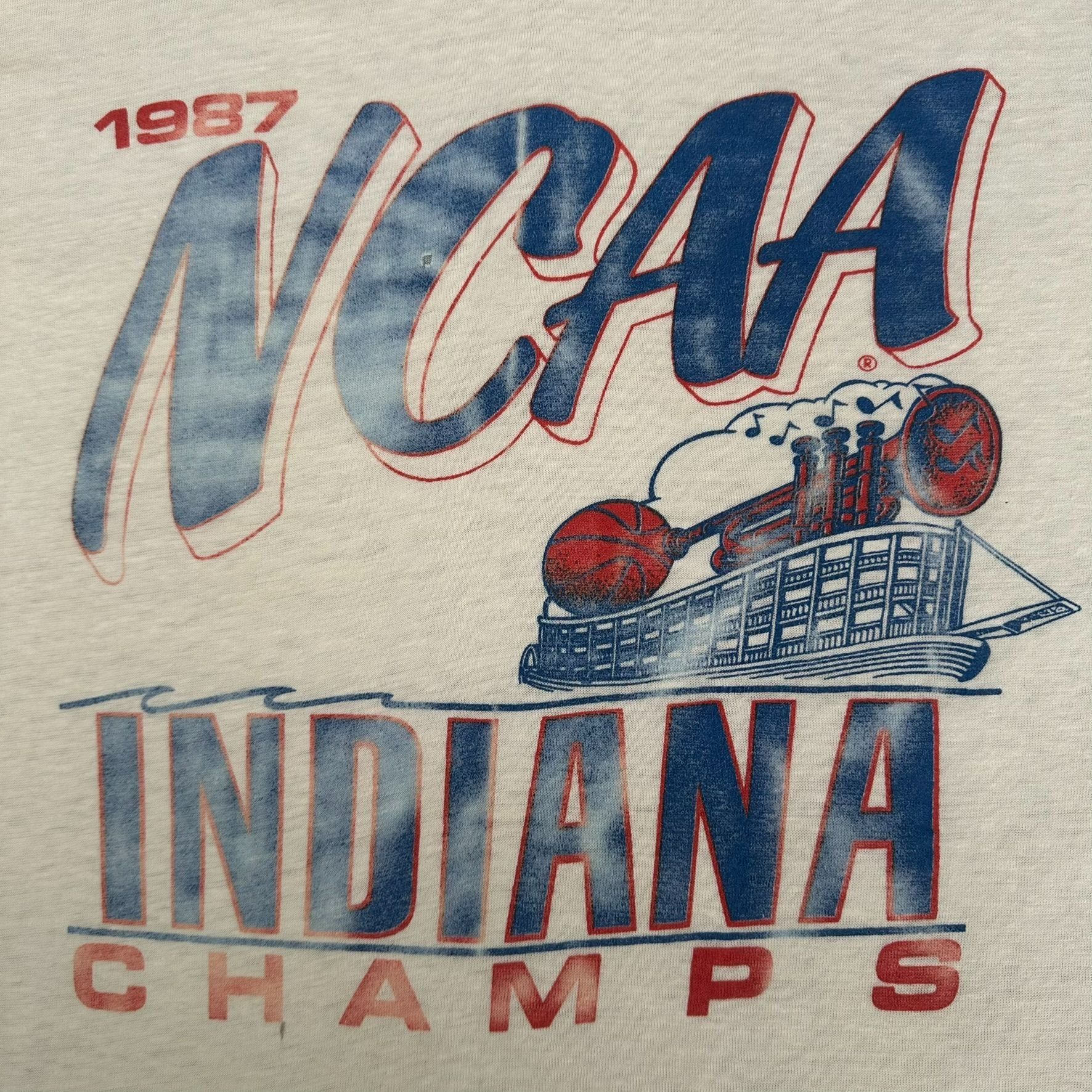 NCAA Vintage 80s Indiana Hoosiers T-Shirt 1987 NCAA Basketball Ch Size US M / EU 48-50 / 2 - 2 Thumbnail