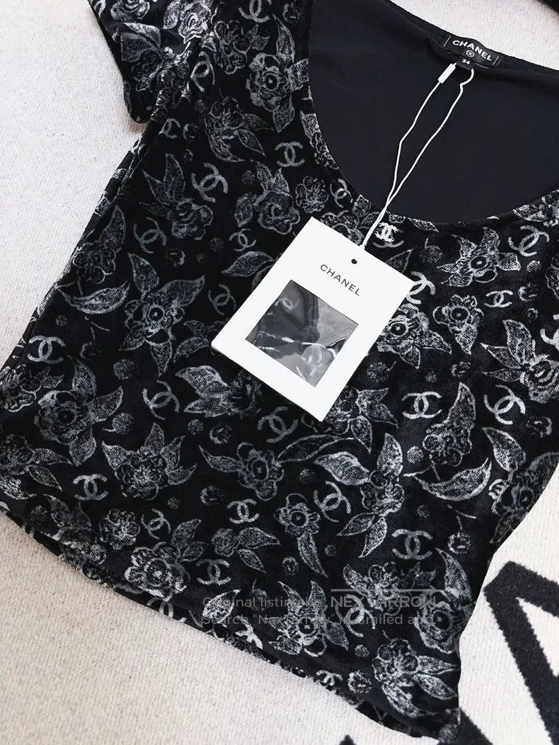 Chanel Chanel 24B velvet retro burnt flower velvet short-sleeved Size XXS / US 00 / IT 34 - 2 Thumbnail