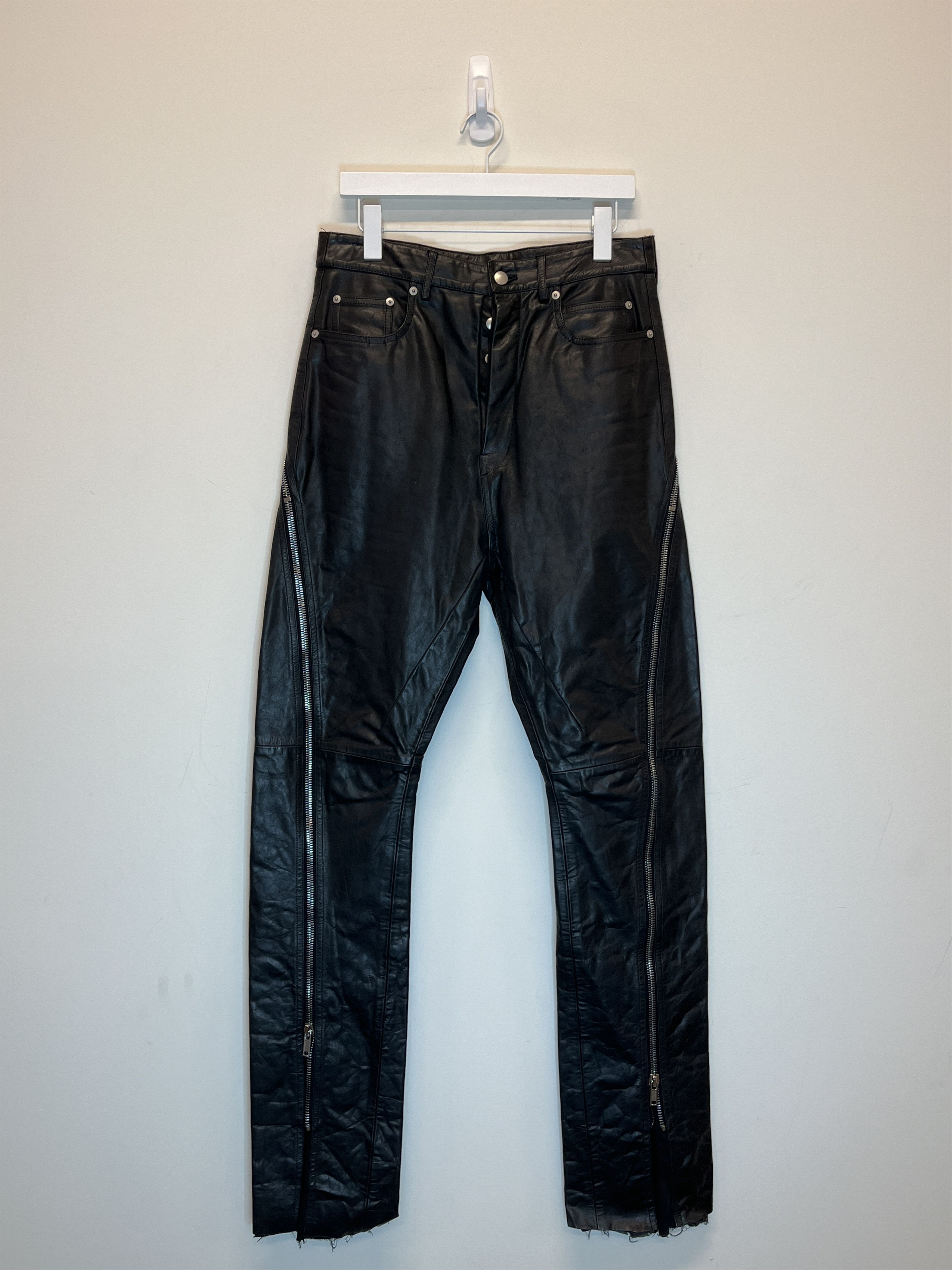 Rick Owens SS23 Leather Bolan Banana Zip Pants | Grailed