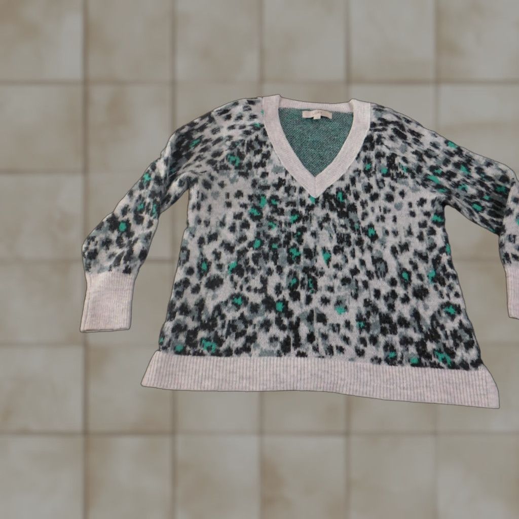 Loft LOFT Sweater Pullover Knit Geometric V-Neck Wool Acrylic Womens M Green Size M / US 6-8 / IT 42-44 - 1 Thumbnail