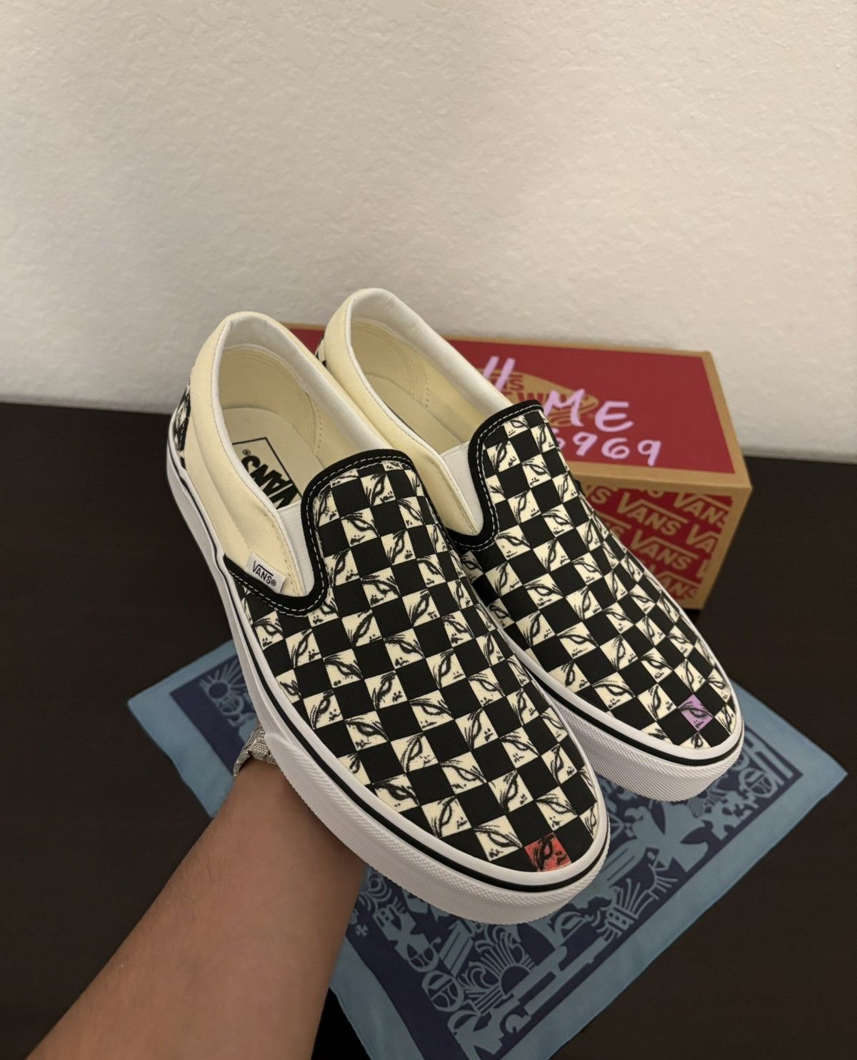 Vans Custom Matty Boy Inspired 99 White Checkered Slip On Vans Size US 8.5 / EU 41-42 - 3 Thumbnail