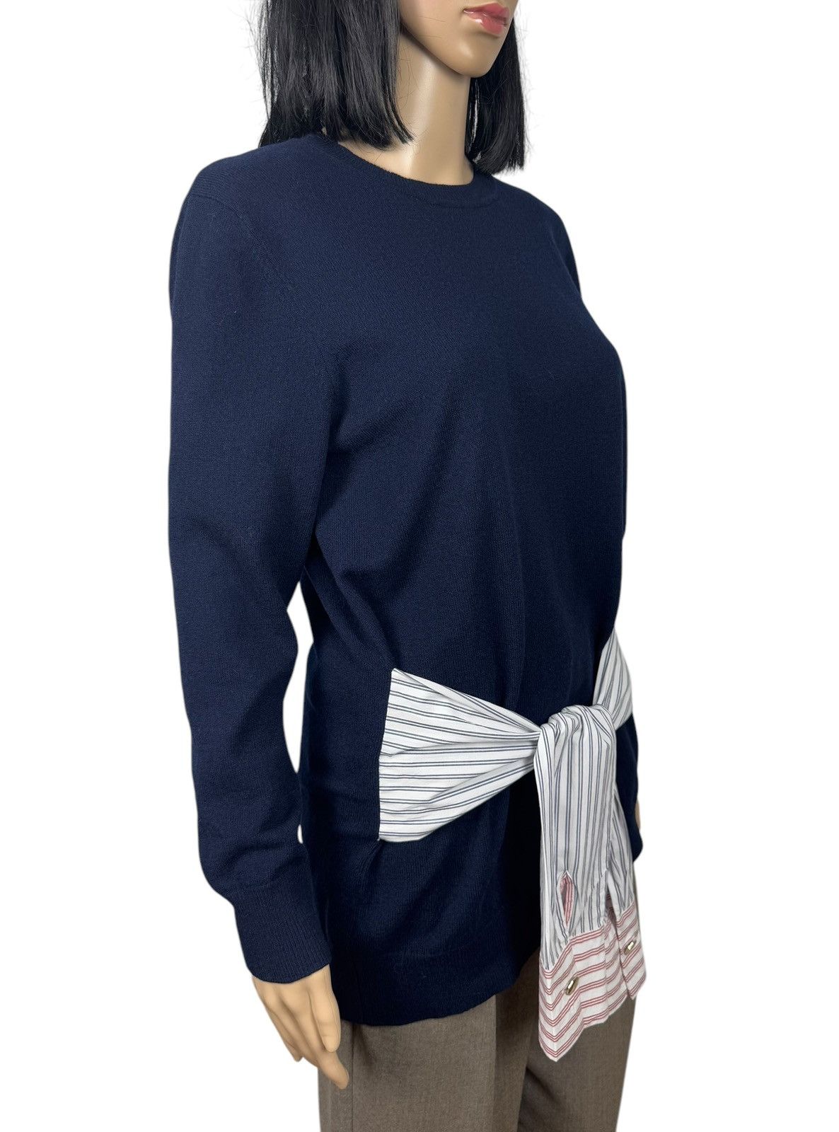 Sandro Sandro Suzanne Poplin-Trimmed Knit Sweater Wool-Cashmere 1 Size S / US 4 / IT 40 - 3 Thumbnail