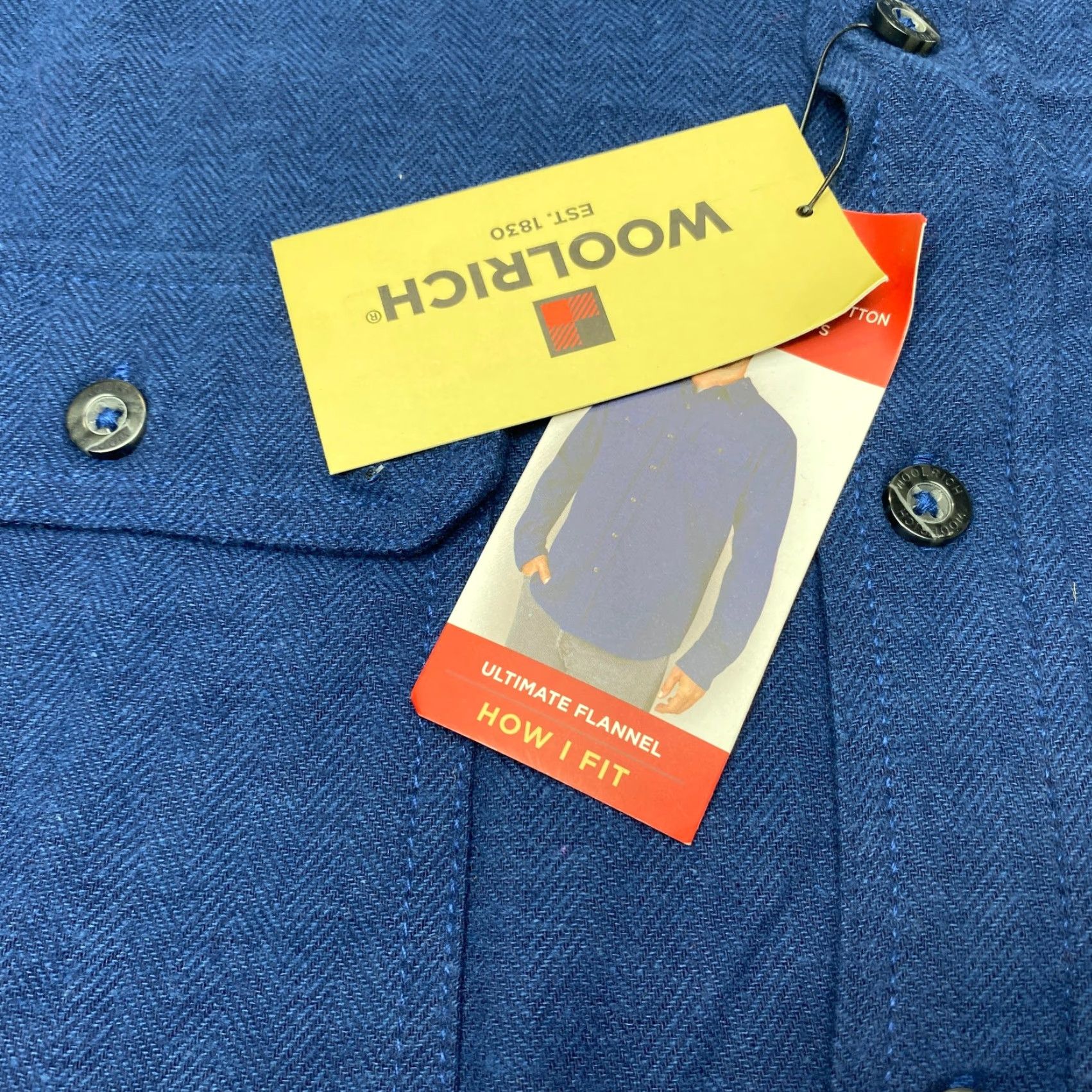 Vintage Woolrich Shirt Mens Large Blue Herringbone Flannel Button Up Brushed Cotton Size US L / EU 52-54 / 3 - 5 Thumbnail