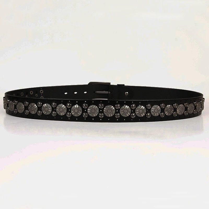 Japanese Brand × Vintage Metal Rivet Cowboy Belt Genuine Leather Cowskin Size ONE SIZE - 6 Thumbnail