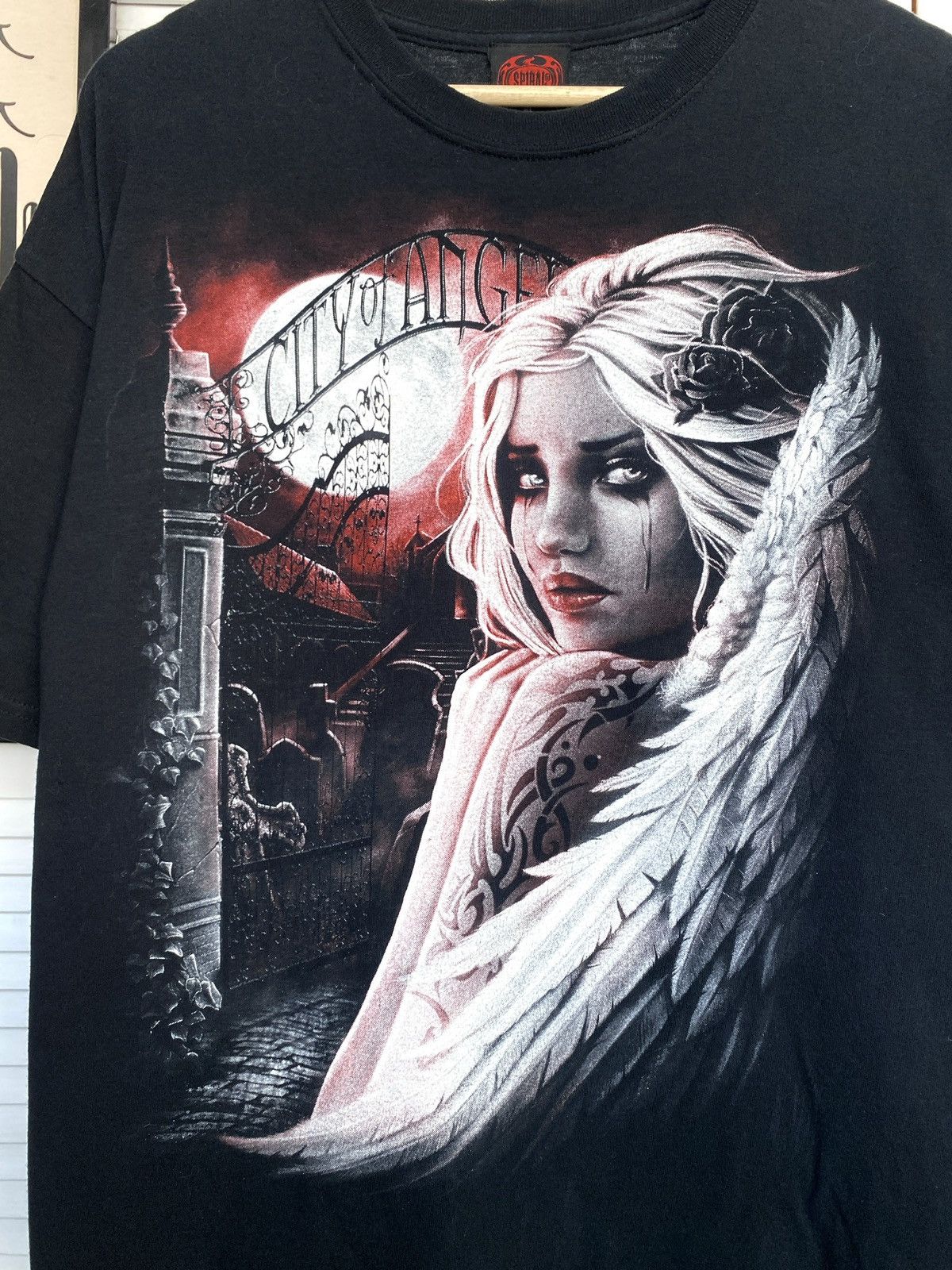 Band Tees × Vintage Vintage Spiral Gothic Angel Tee Shirt Black Grunge Cross Size US XL / EU 56 / 4 - 5 Thumbnail