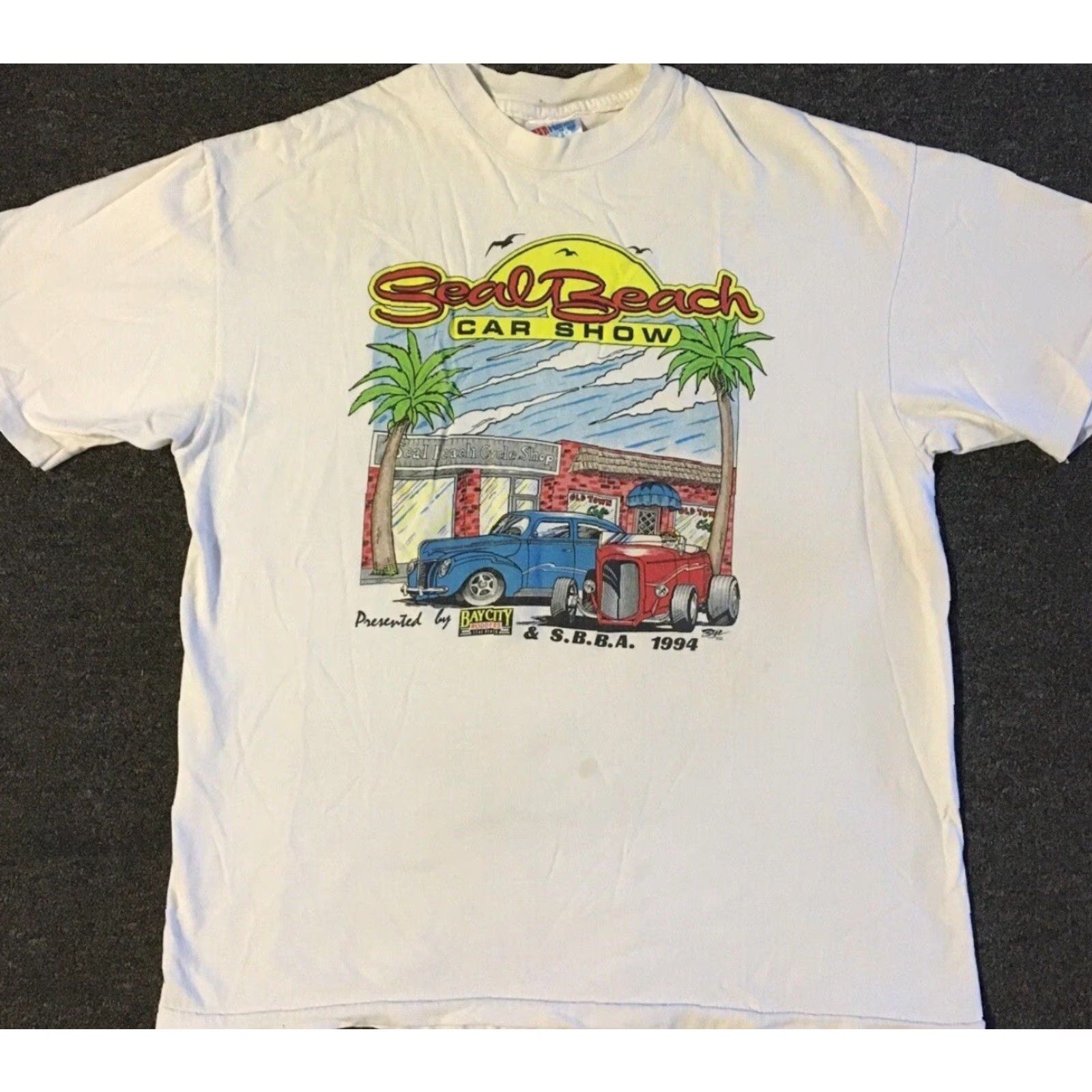 Vintage VINTAGE Seal Beach Car Show Shirt M White 90s Distressed Grunge Car Theme Mens Size US M / EU 48-50 / 2 - 2 Thumbnail