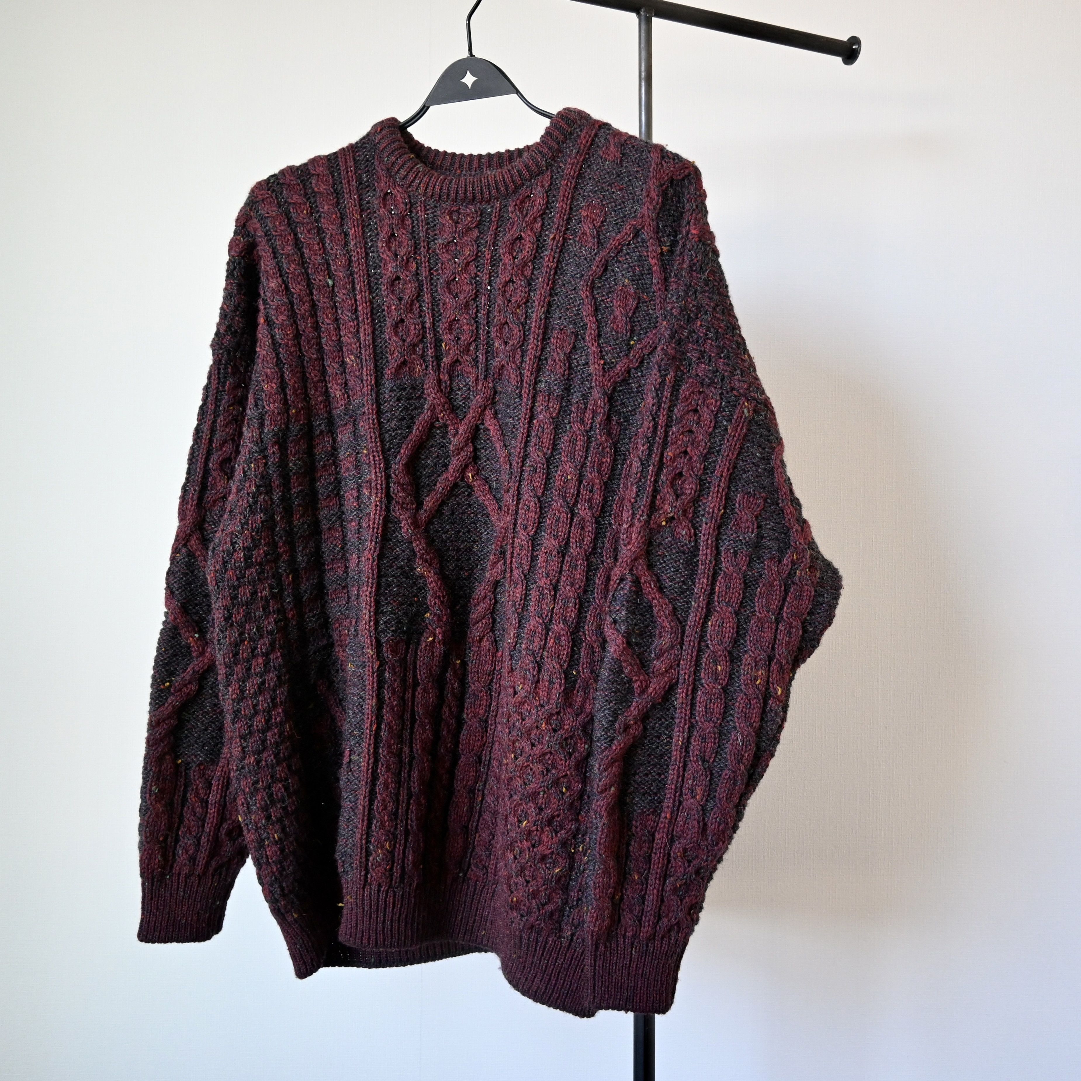 Vintage Vintage 1990s multi-aran panel knit sweater made in Ireland Size US L / EU 52-54 / 3 - 17 Thumbnail