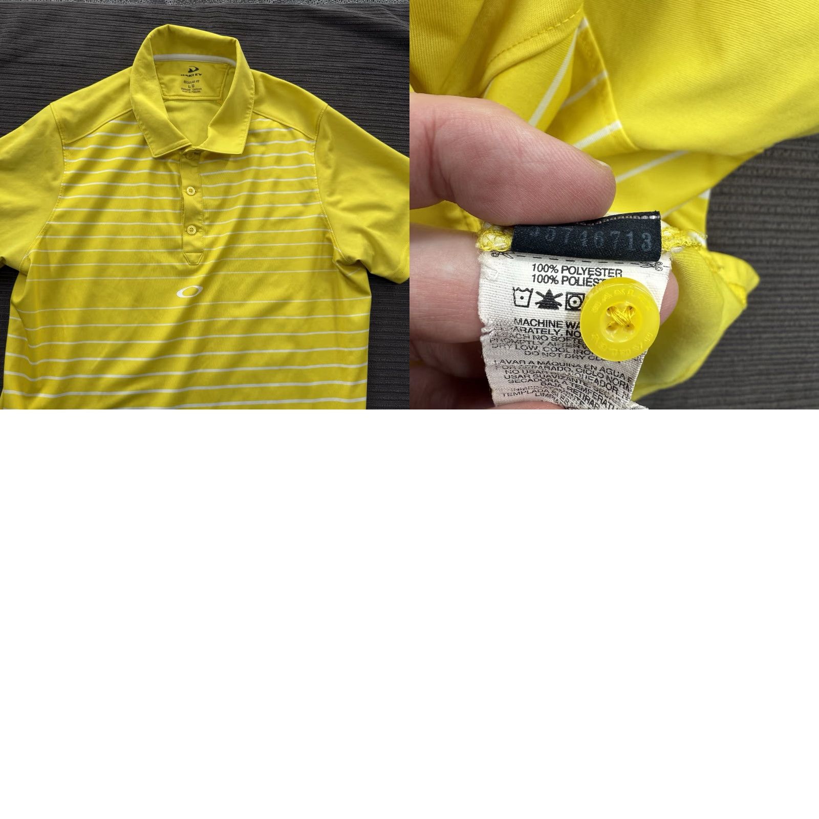 Oakley Oakley Polo Shirt Men L Striped Multicolor Polyester Golf Performance Polo Shirt Mens Regular Fit Short Sleeve Golfing Size US L / EU 52-54 / 3 - 8 Thumbnail