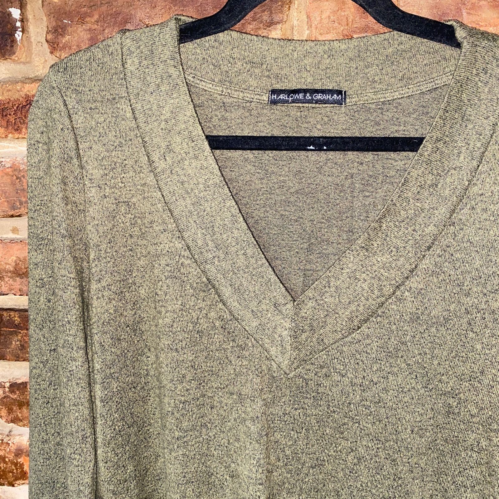 Other Harlowe & Graham Olive Green V-Neck Knit Sweater PM Size M / US 6-8 / IT 42-44 - 2 Thumbnail